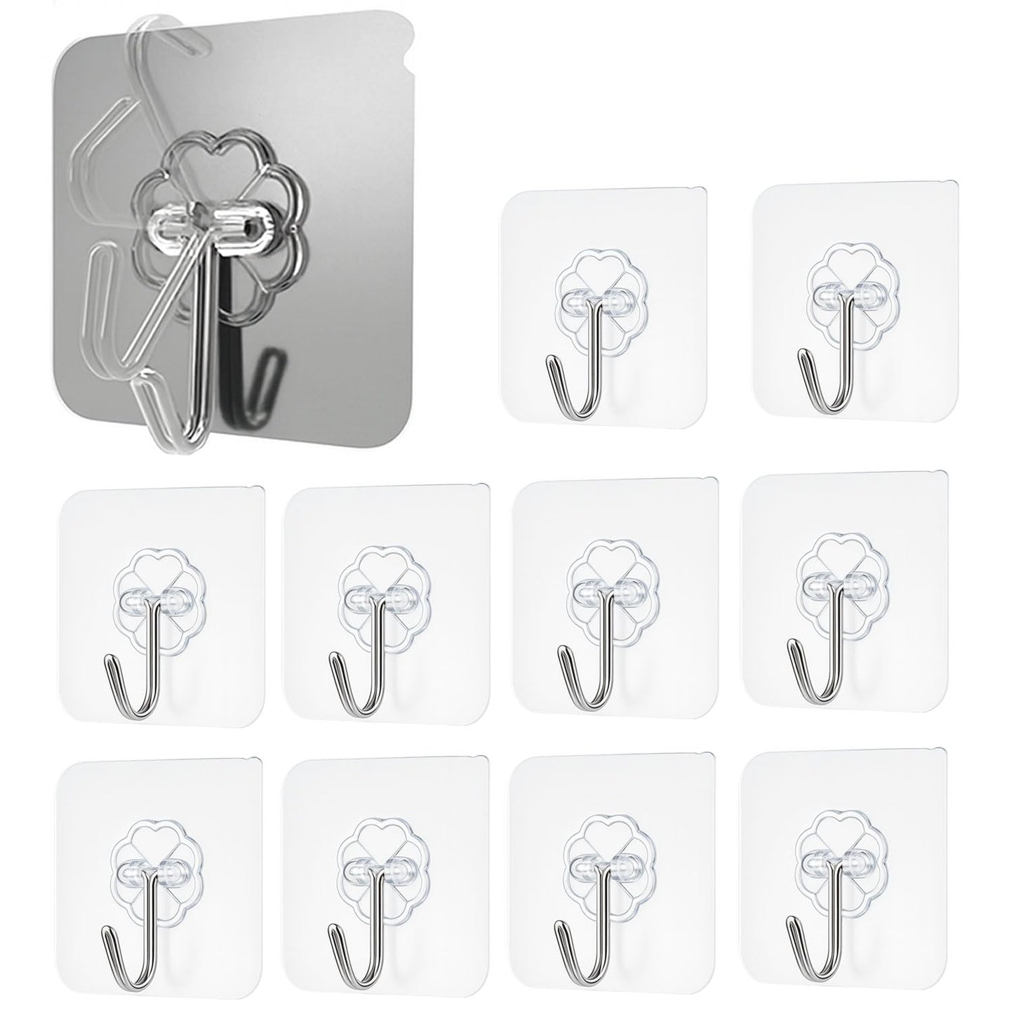 SIGNAMIO 6-in-1 Wall Hooks for Hanging - Heavy Duty Hooks for Wall Heavy Items - Self Adhesive Wall Hook Plate - Sturdy - Ideal for Home and Office