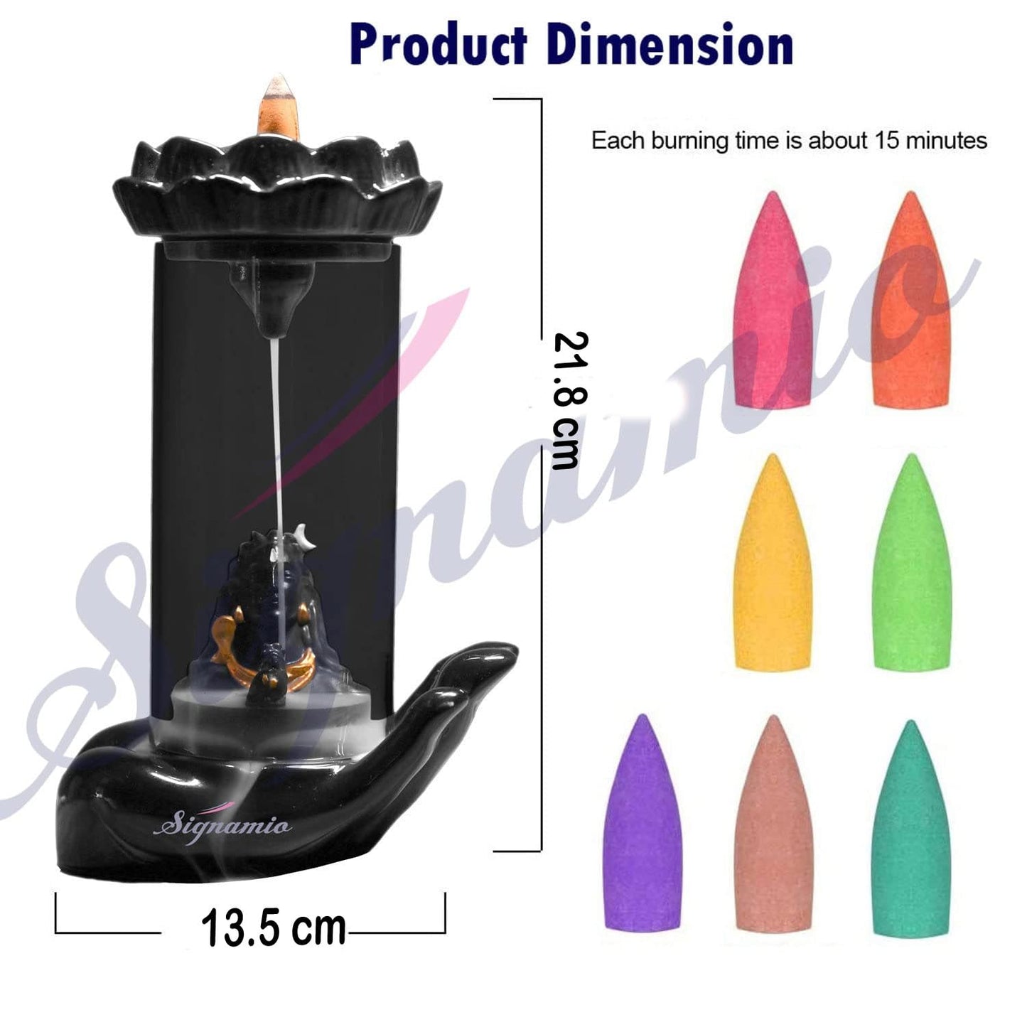 Signamio Adiyogi Shiva Backflow Smoke Fountain - Ceramic Shivling Fountain with 30 Cones, Lord Shiva Idols for Home Decor, Spiritual Mahadev Murti for Meditation and Relaxation.