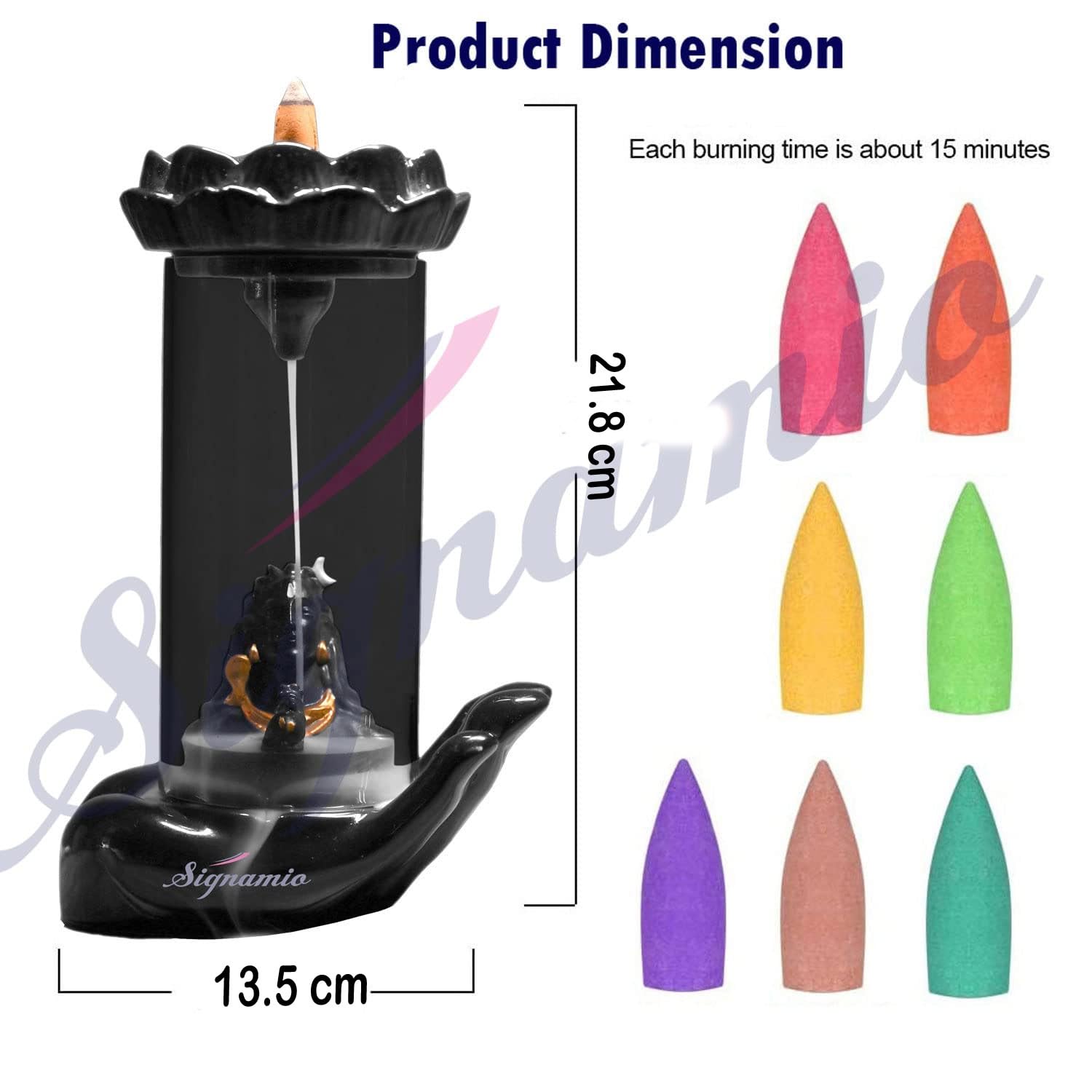 Signamio Adiyogi Shiva Backflow Smoke Fountain - Ceramic Shivling Fountain with 30 Cones, Lord Shiva Idols for Home Decor, Spiritual Mahadev Murti for Meditation and Relaxation.