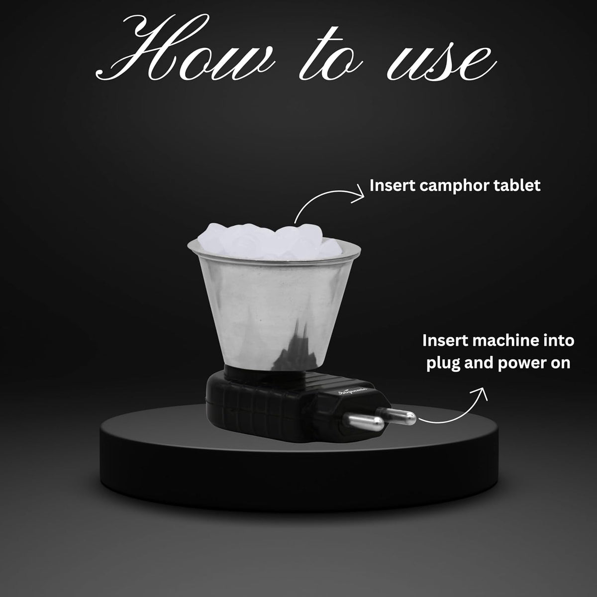 Signamio Camphor Diffuser Burner - 2 pcs Kapoor Dani Electrical Camphor Oil Diffuser, Efficient and Safe for Aromatherapy, Ideal for Home and Office Use-Black