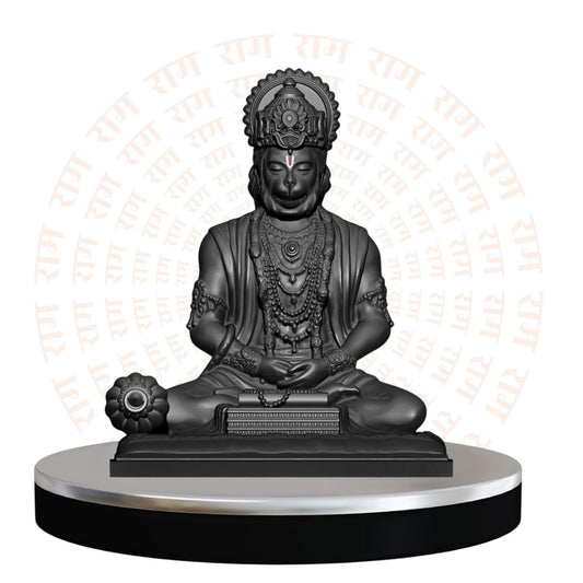 SIGNAMIO Resin Black Hanuman Ji Idol Statue for Car Dashboard - Divine Bajrangbali Murti, Perfect Hindu God Gift Item and Home Puja Decoration Ideal Hanuman Murti, 8.3 x 7.5 Cm