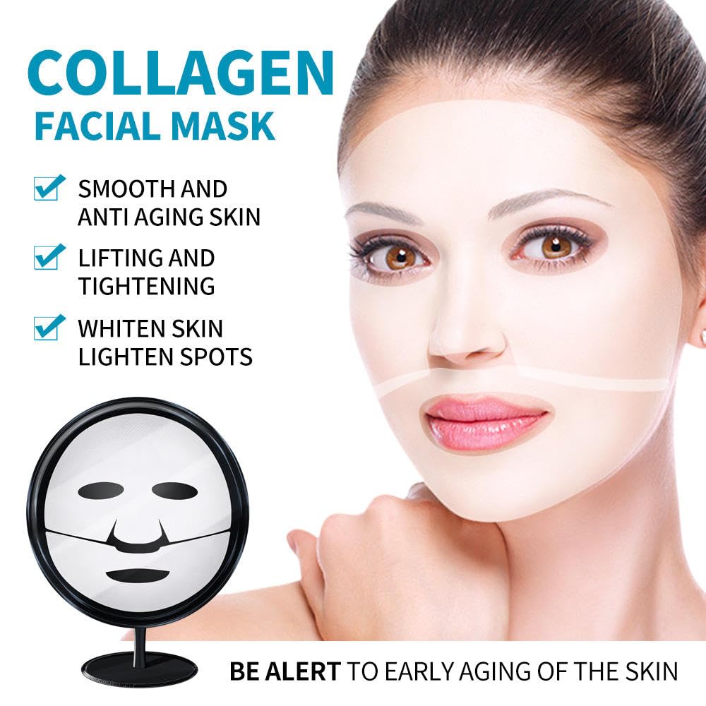 Signamio Pack of 4 Collagen Mask - Seoulskin Collagen Glass Skin Overnight Mask for Radiant Glow - for Hydrated & Rejuvenated Skin 34g Each