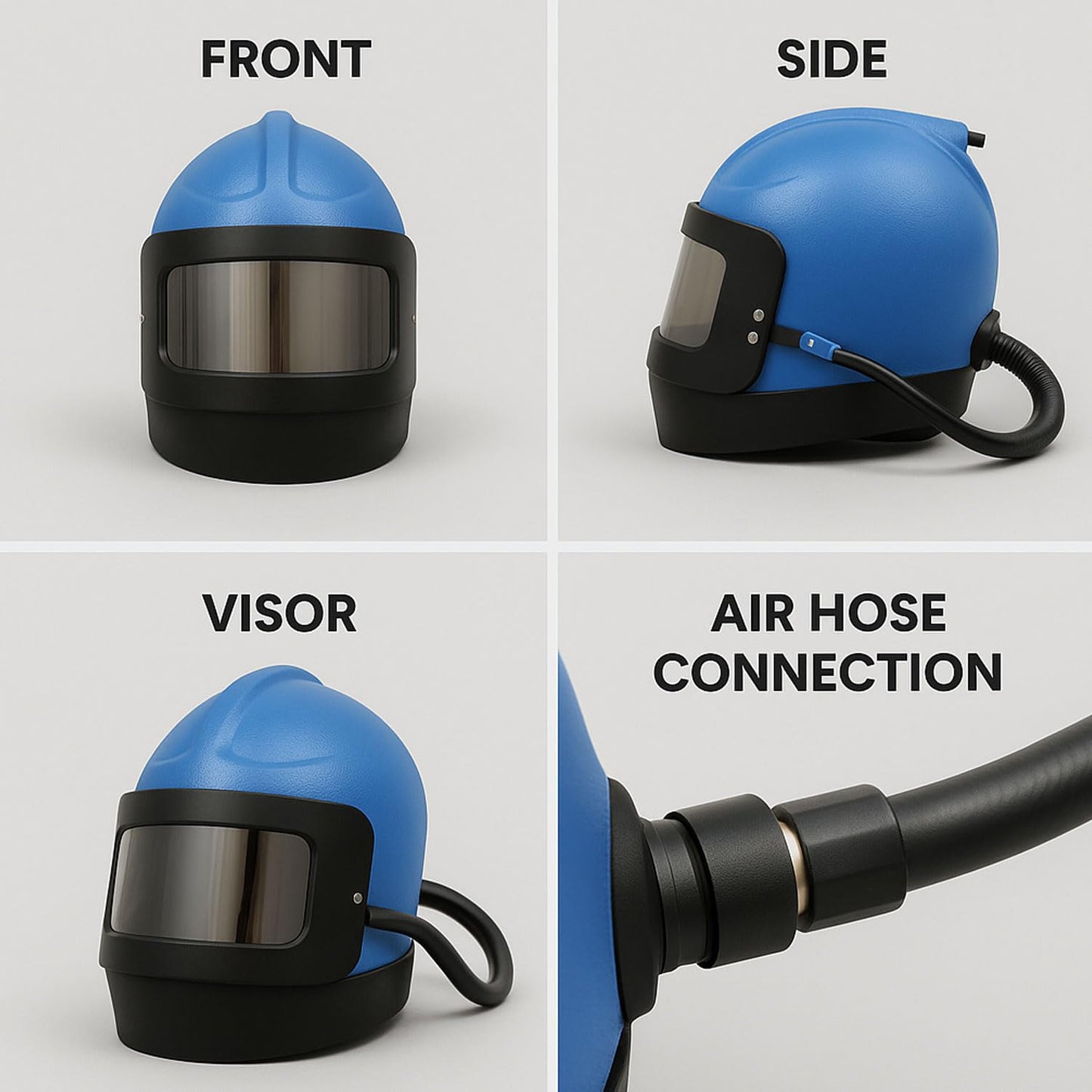 SIGNAMIO® JM Blasting Helmet Blast Cleaning Sand Blasting, Abrasive Blast- 1 Pcs- Blue - DN-2