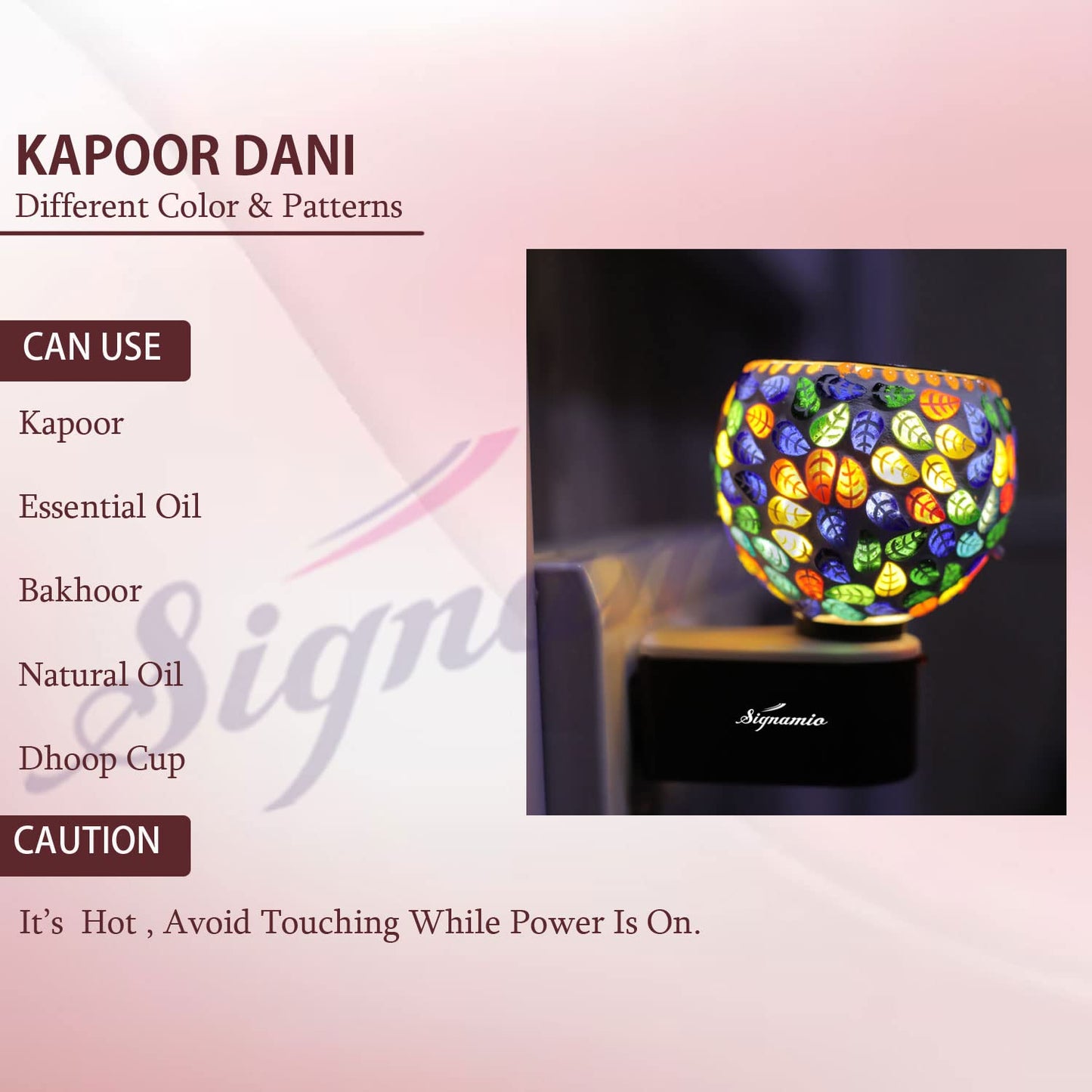 SIGNAMIO Multi Color 2 in 1 Electric Kapoor Dani Burner: Essential Home Fragrance Product & Room Freshener Diffuser with Night Lamp for Pooja Rooms, Aroma, Oil & Camphor Diffuser Capabilities-DN-19