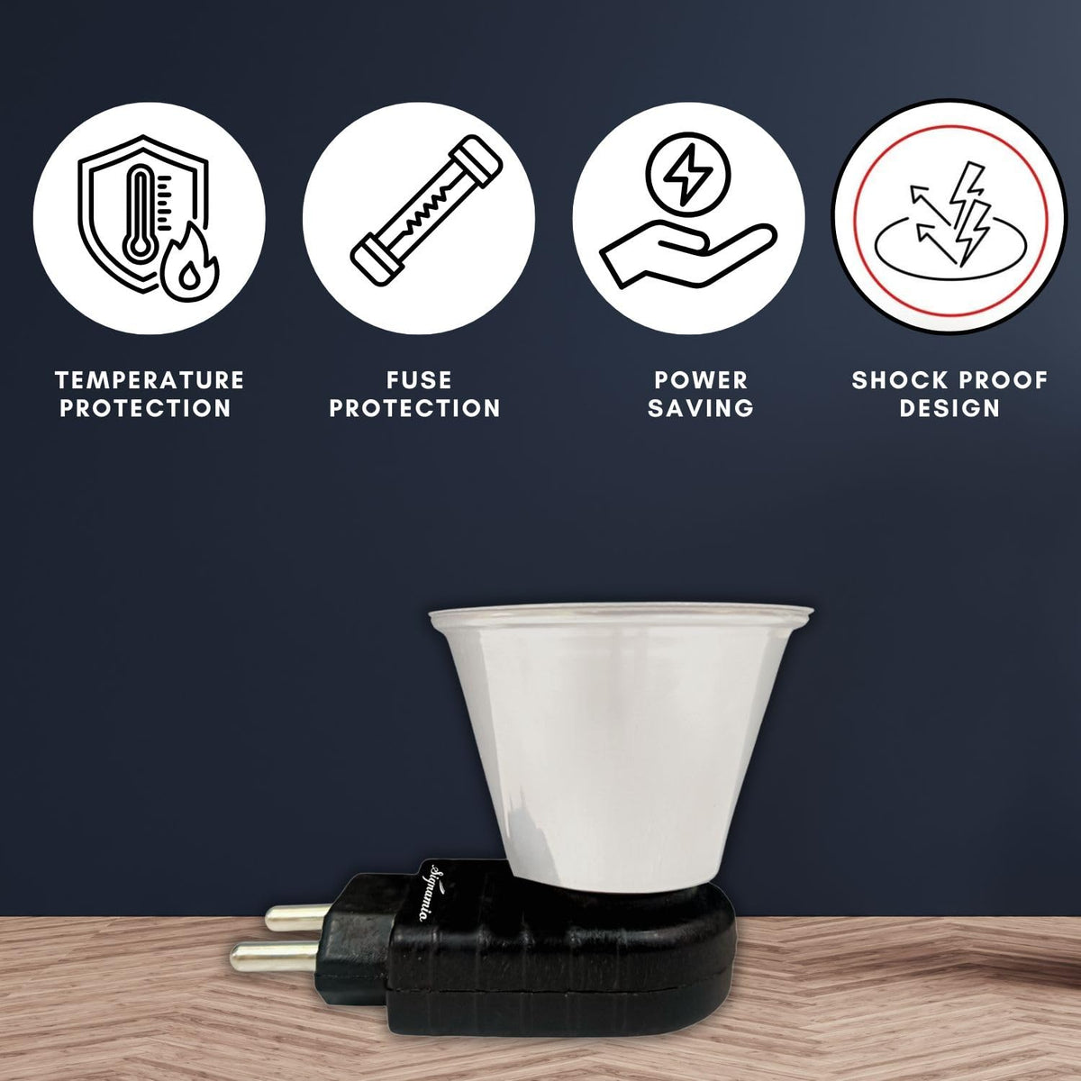 Signamio Camphor Diffuser Burner - 2 pcs Kapoor Dani Electrical Camphor Oil Diffuser, Efficient and Safe for Aromatherapy, Ideal for Home and Office Use-Black