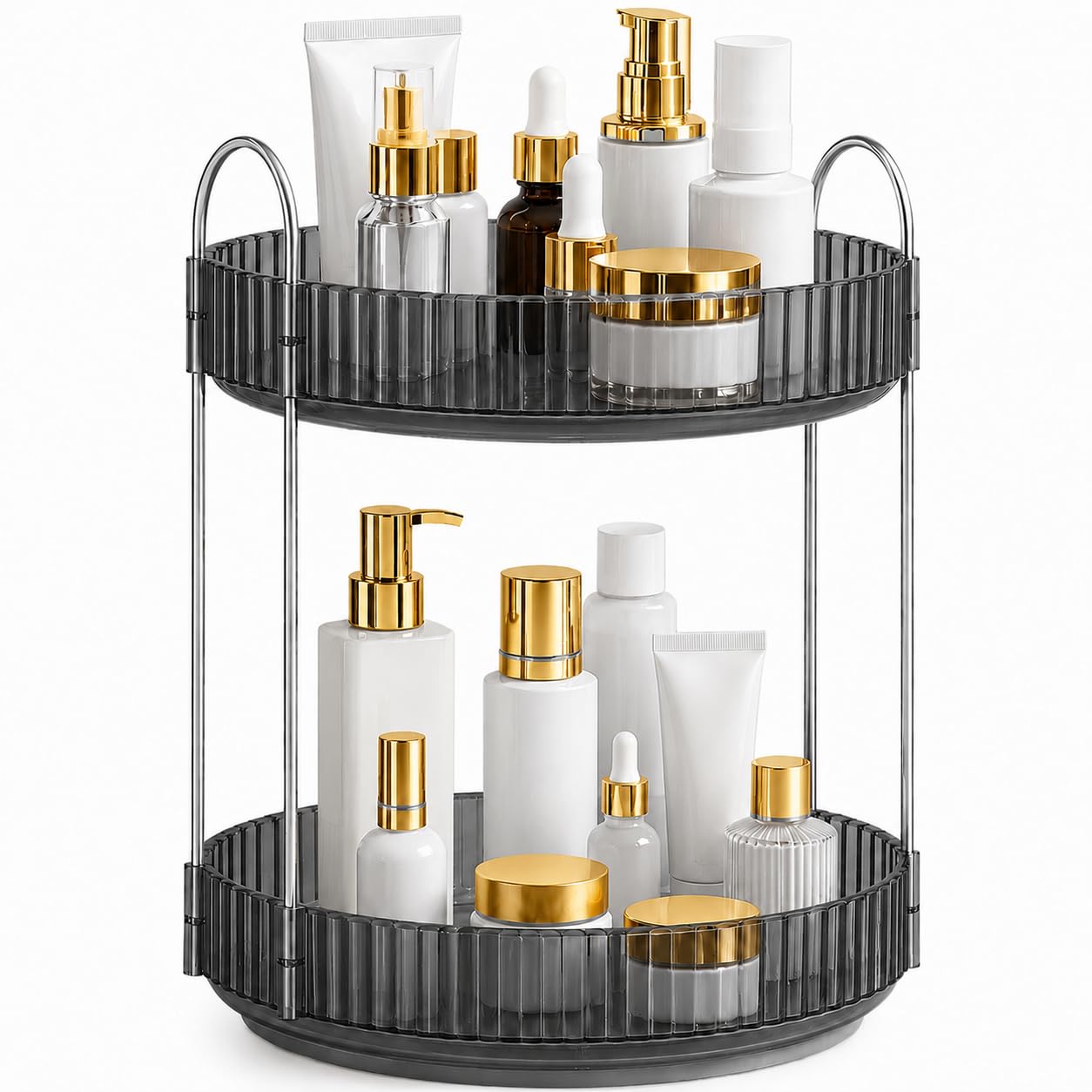 Signamio Silver 2-Tier 360° Rotating Tray Organiser