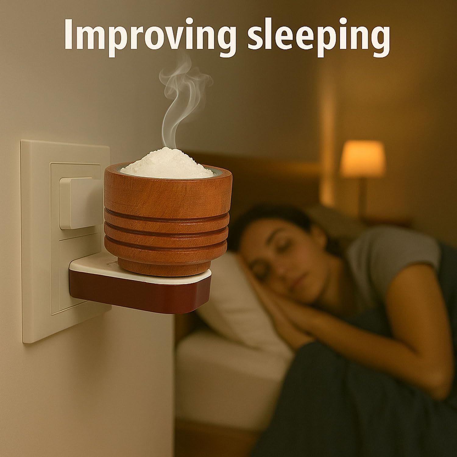 SIGNAMIO® Wooden Kapoor Kapur Dani Camphor Karpuram Bakhoor Oud Aroma Oil Diffuser Incense Dhoop Burner Electrical Stand Machine for Home Fragrance with 100gm Tablet