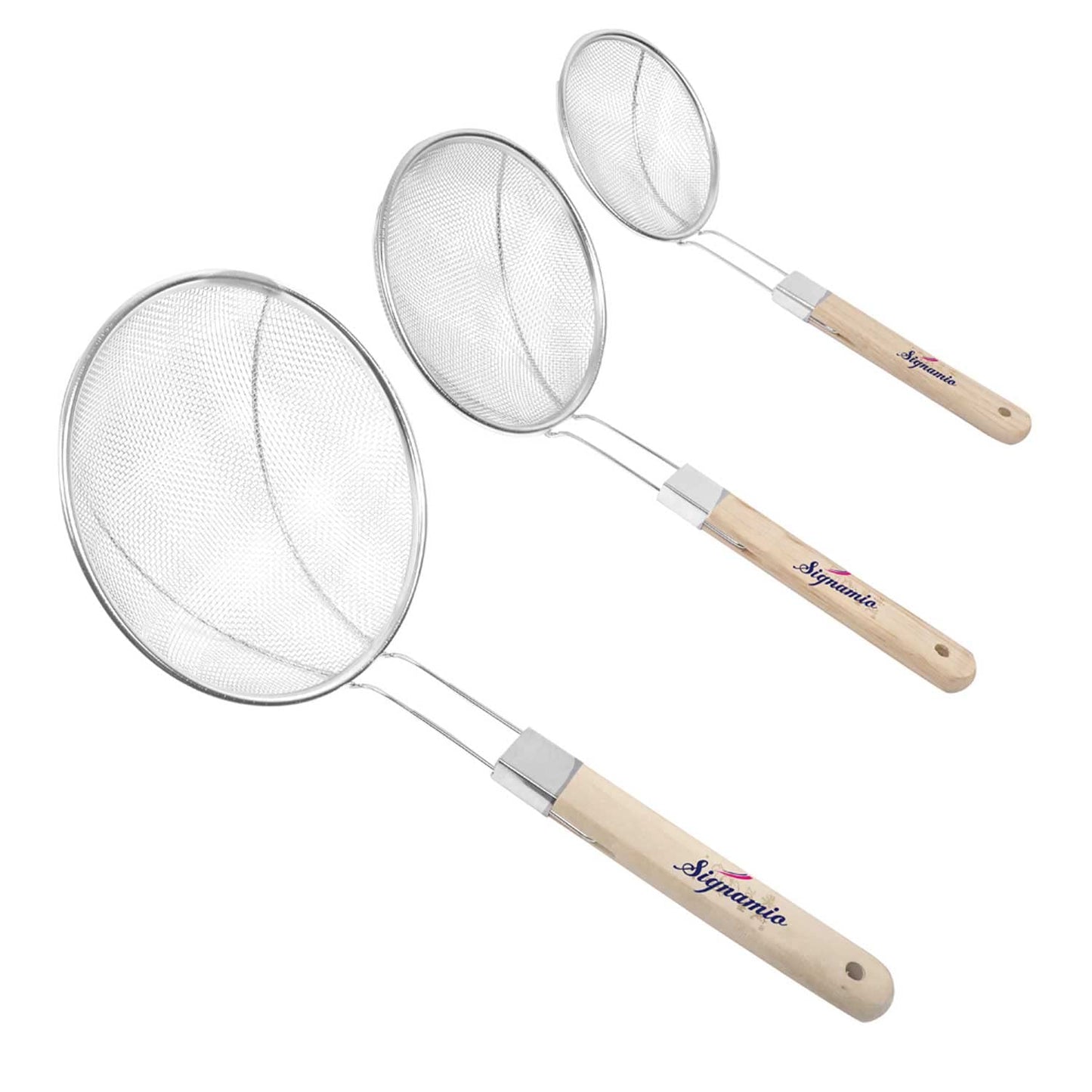 Signamio Diameter 16 cm Basket Shape Stainless Steel Deep Fry Net Spoon Oil Strainer for Kitchen - Frying Spoon for Puri & Poori Strainer Kitchen Utensil for Frying, Cooking & Straining Tool Steel