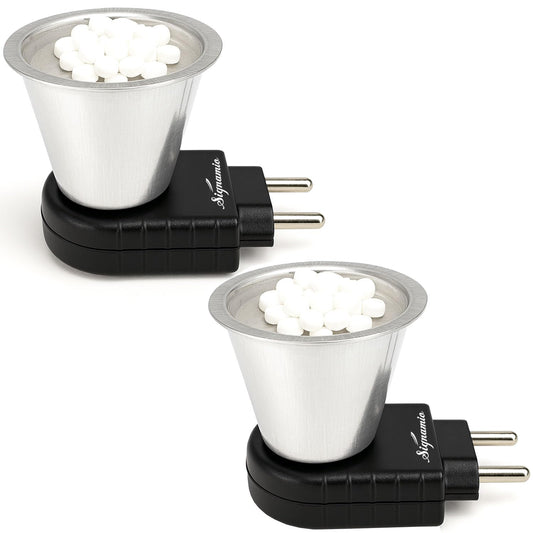 Signamio Camphor Diffuser Burner - 2 pcs Kapoor Dani Electrical Camphor Oil Diffuser, Efficient and Safe for Aromatherapy, Ideal for Home and Office Use-Black