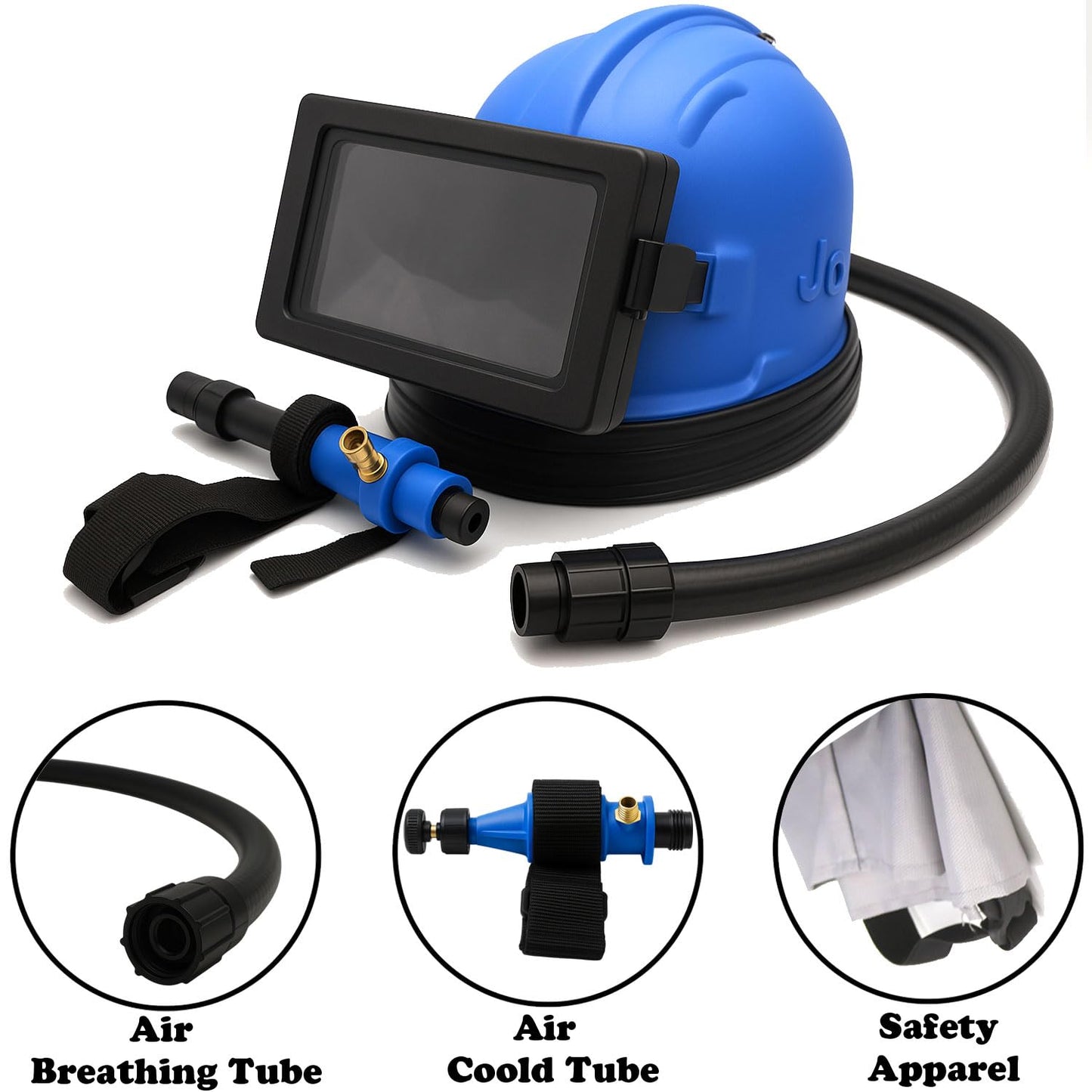 SIGNAMIO® JM Blasting Helmet Blast Cleaning Sand Blasting, Abrasive Blast- 1 Pcs- Blue - DN-1