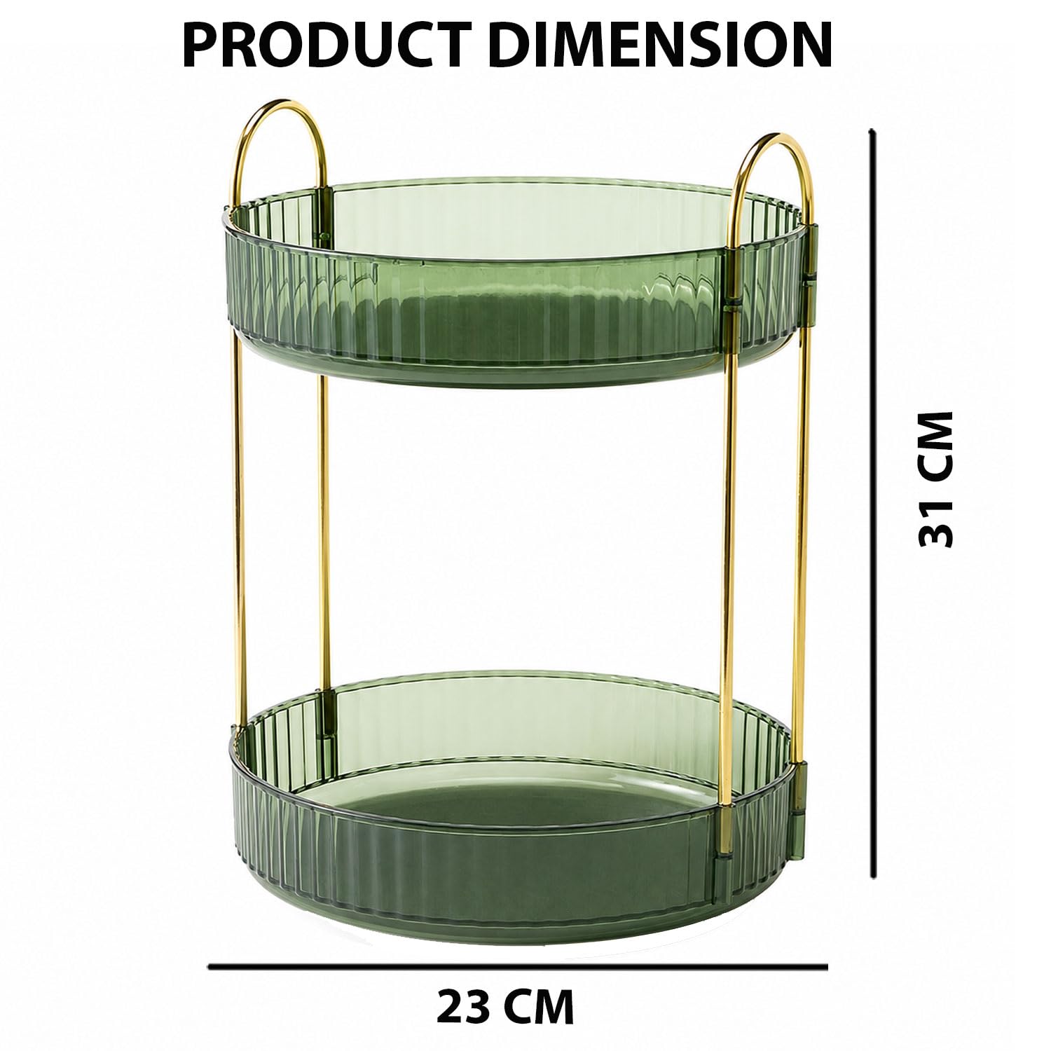 SIGNAMIO Gold 2-Tier 360 Rotating Tray Organizer Vintage Green