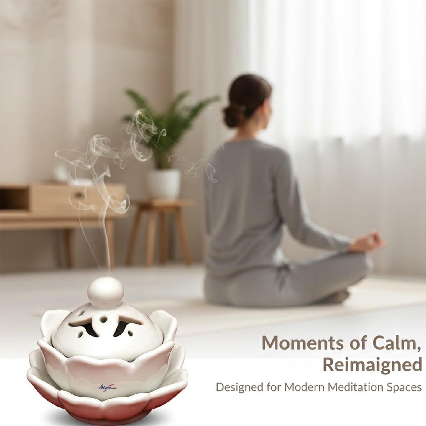 SIGNAMIO Sambrani Dhoop Stand - Ceramic Dhoop Holder for Pooja Room Decoration Items - Elegant and Durable Design - White