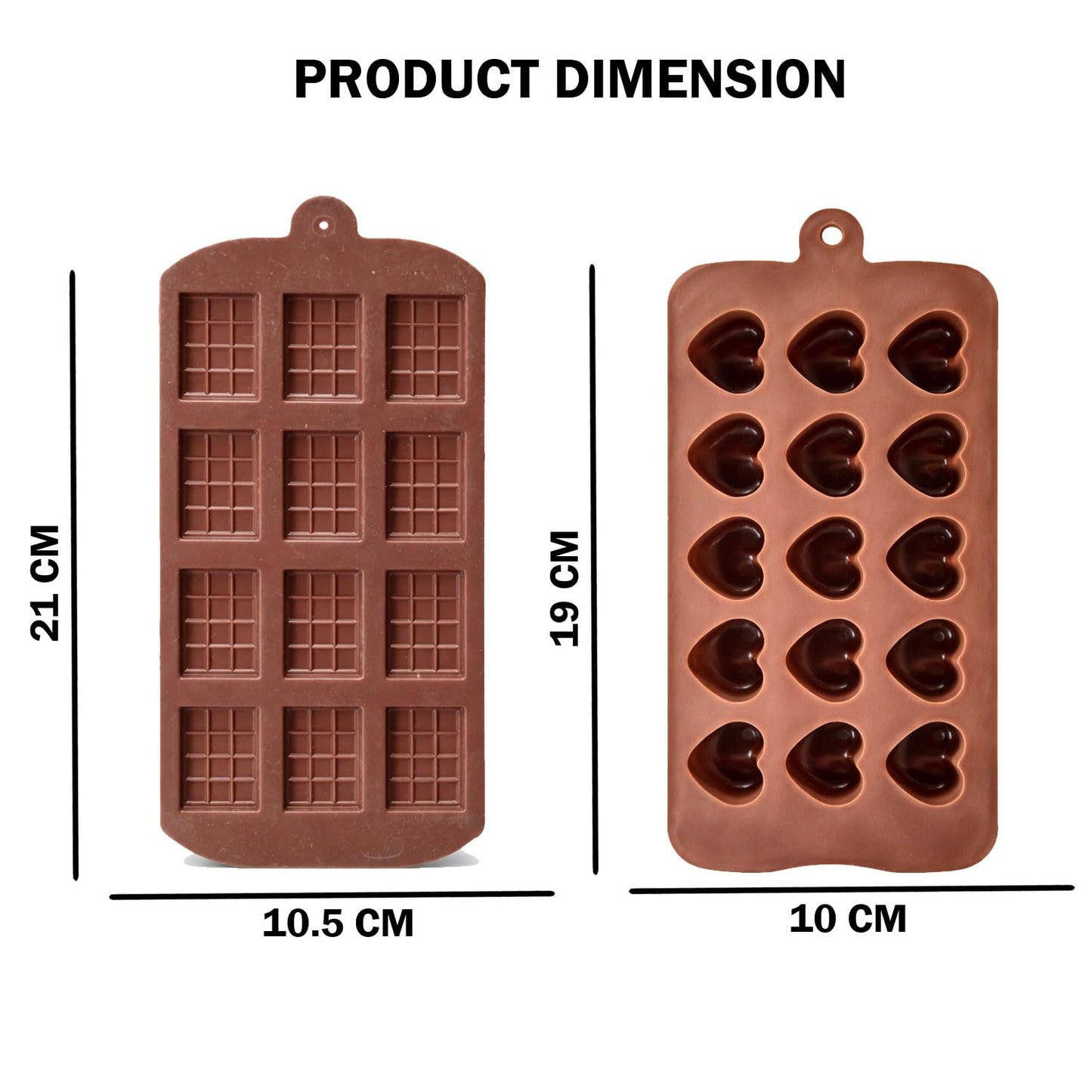 Signamio Chocolate Mould Set - Heart Shape & Square Shape, 2 Pcs - Premium Chocolate Mould Silicone - Durable Chocolate Silicone Mould for Baking & Crafting