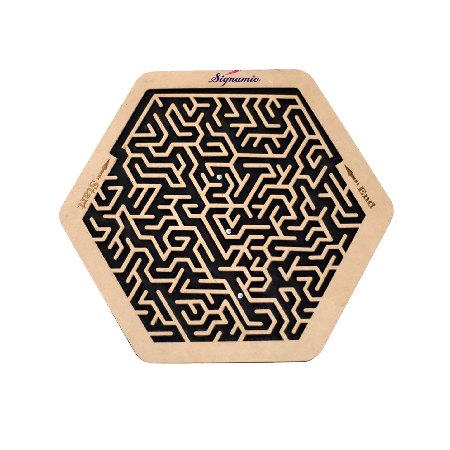 SIGNAMIO® Indoor Wooden Puzzle Game Hexagon Maze Ball - Engaging Mind Games for Kids & Adults, Perfect Brain Teaser & Time Pass Activity, Ideal Wooden Board Game for All Ages