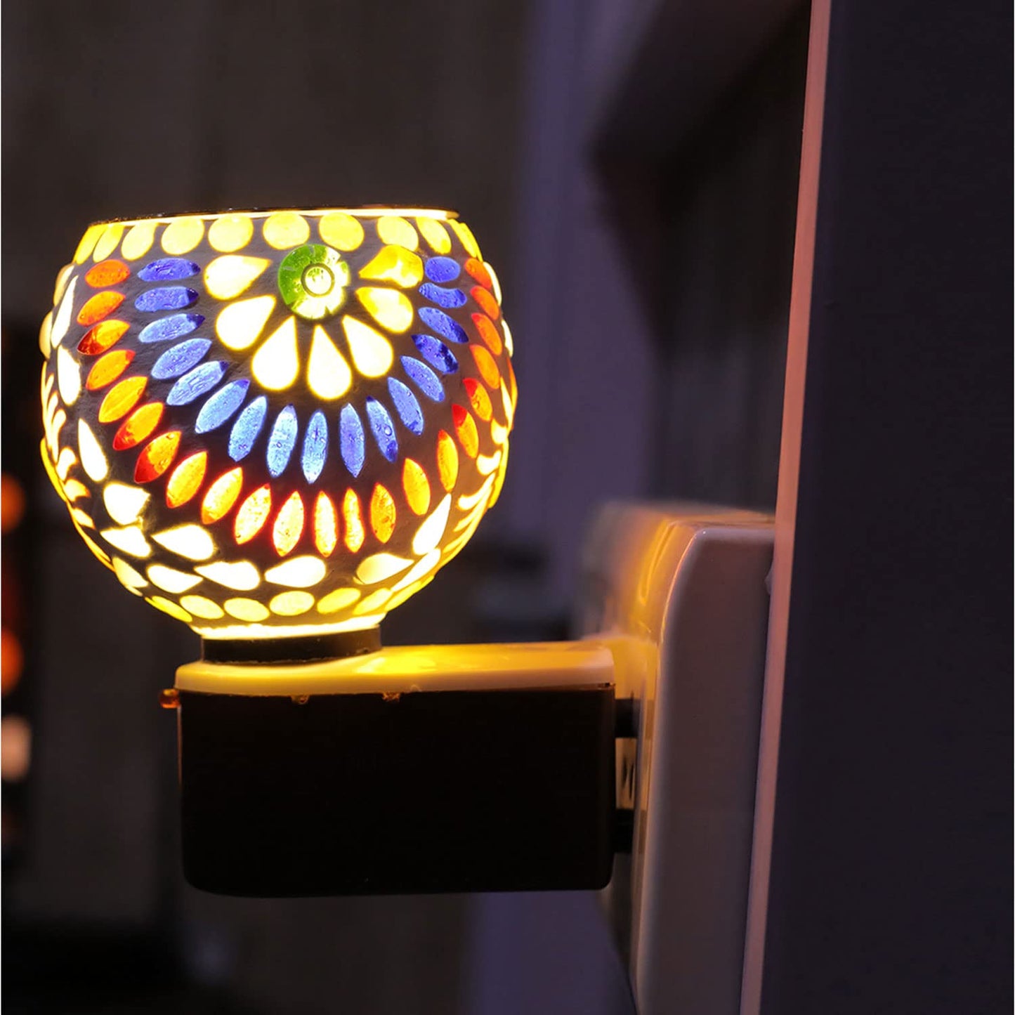 SIGNAMIO Multi Color 2 in 1 Kapoor Dani Electric Camphor Diffuser Burner & Aroma Diffuser Home Fragrance with Night Lamp, Perfect for Pooja Rooms & Daily Room Freshener Needs - DN-11