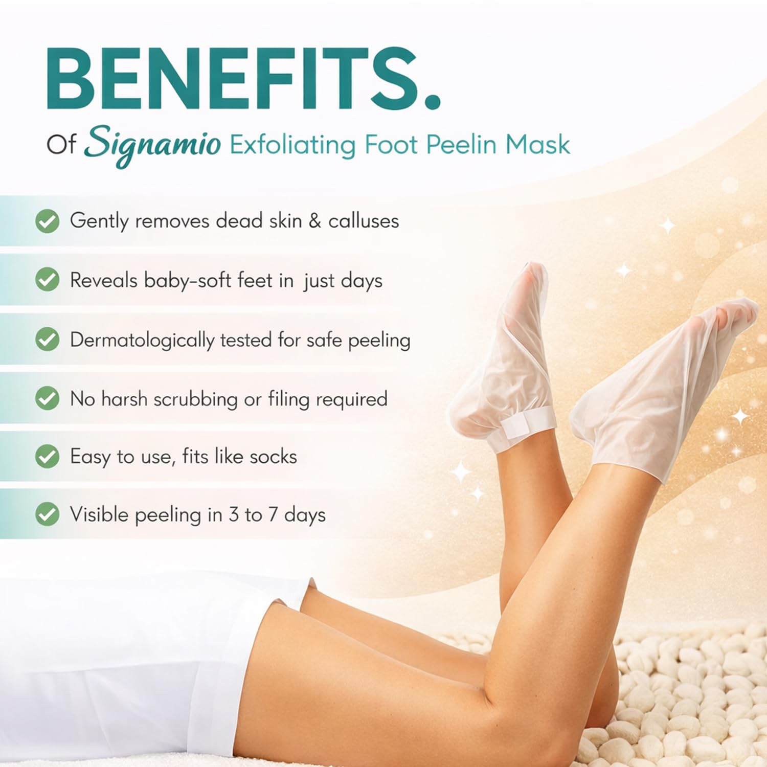 Signamio Foot Mask Peeling Feet Mask for Cracked Feet - Foot Peeling Mask Exfoliator - Callus Remover Foot Mask for Smooth, Soft Feet - Hydrating Foot Care Treatment - Goat Milk