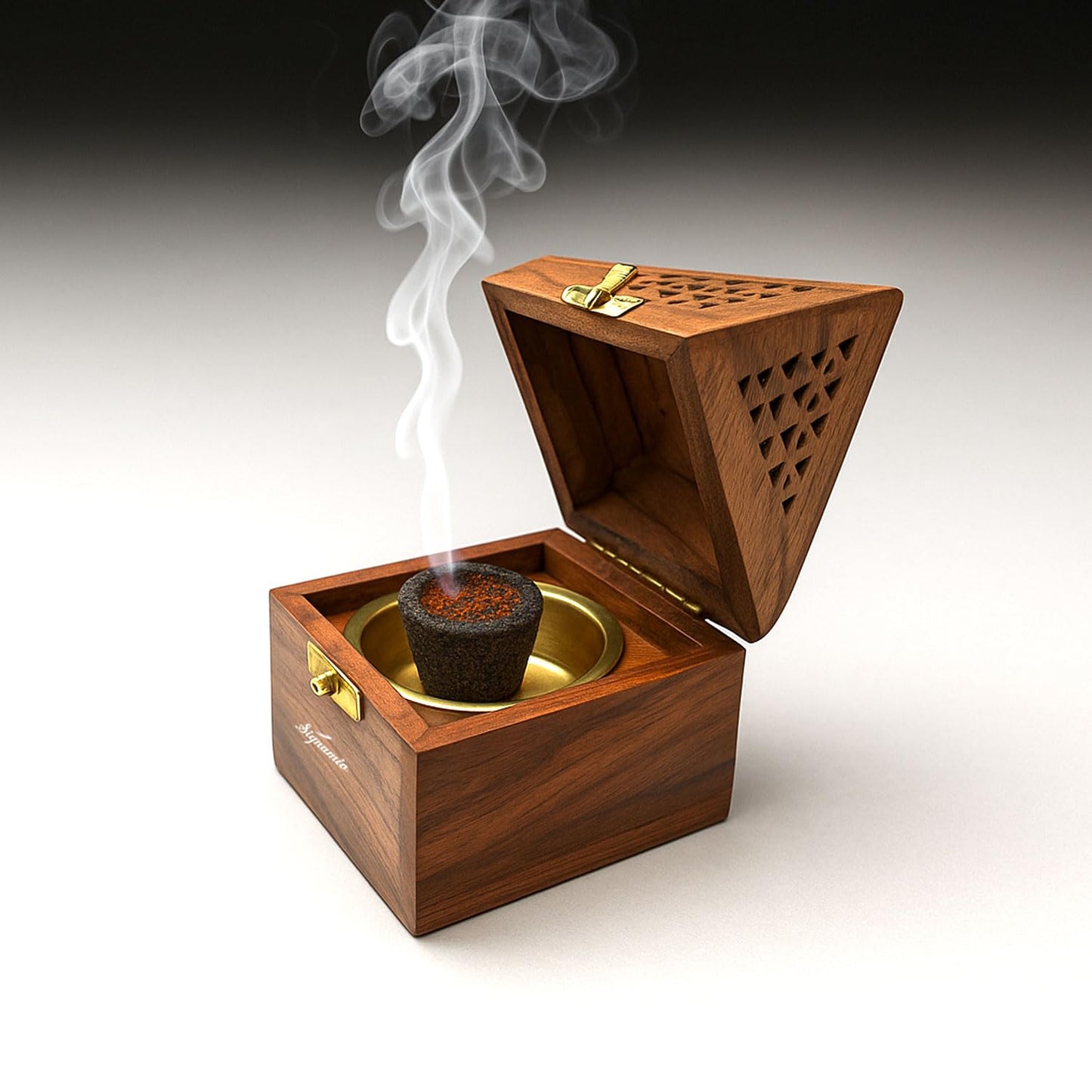 SIGNAMIO® 2pcs Square Wooden Agarbatti Stand with Ash Catcher: Premium Incense Stick and Dhoop Holder Set for Pooja Room Decoration - Essential Puja Items for Home Mandir & Agarbatti Storage Box