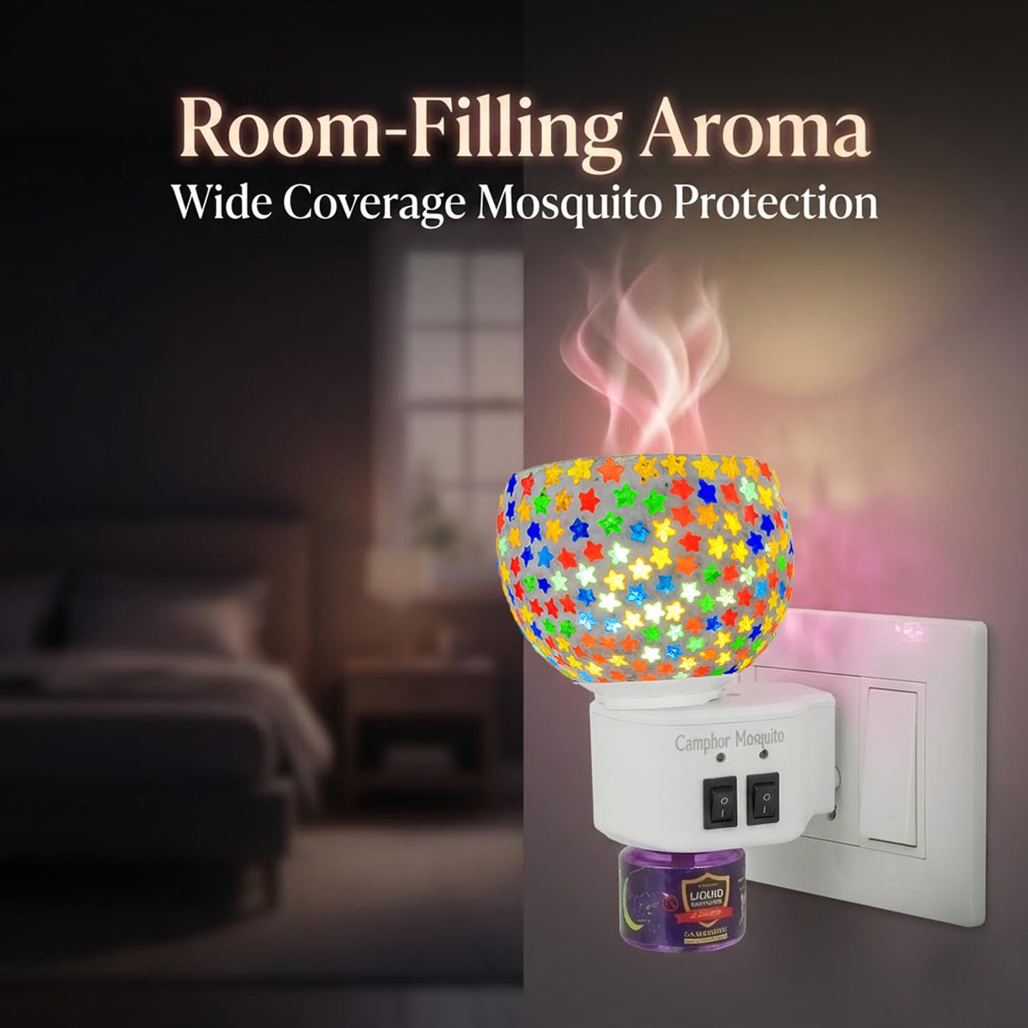 Signamio 3 in 1 Multi-Functional Camphor Diffuser Burner - Kapoor Dani Electrical Camphor with Night Lamp & Mosquito Repellent | Kapoor Dani for Home Fragrance and Ambient Lighting DN-27