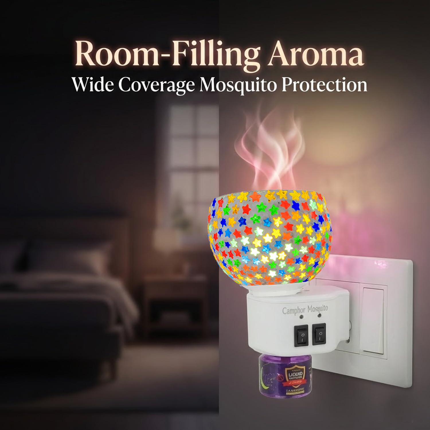 Signamio 3 in 1 Multi-Functional Camphor Diffuser Burner - Kapoor Dani Electrical Camphor with Night Lamp & Mosquito Repellent | Kapoor Dani for Home Fragrance and Ambient Lighting DN-27