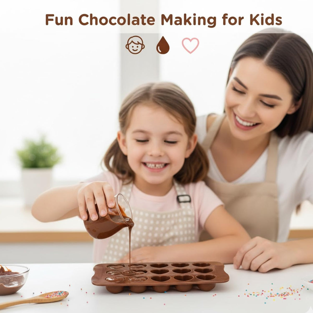 Signamio 2 Pcs Chocolate Mould Set - Heart Shape & Kunafa Shape Silicone Moulds - Premium Chocolate Silicone Mould for Baking & Crafting