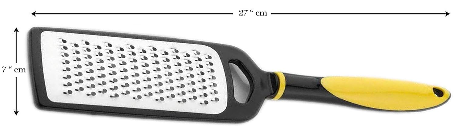 SIGNAMIO® Hand Kadukas Cheese Grater and Vegetable Shredder for Kitchen Stainless Steel Ginger Crusher, Carrot Grater, Garlic Slicer with Protective Cover (Yellow)