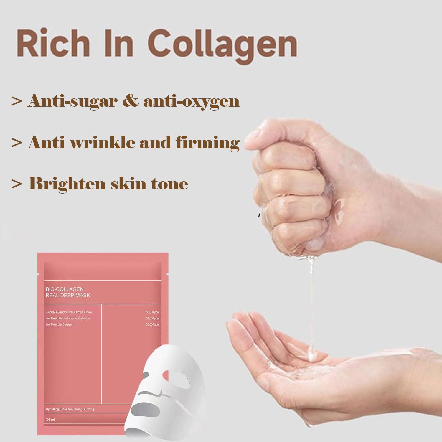 Signamio Pack of 4 Collagen Mask - Seoulskin Collagen Glass Skin Overnight Mask for Radiant Glow - for Hydrated & Rejuvenated Skin 34g Each