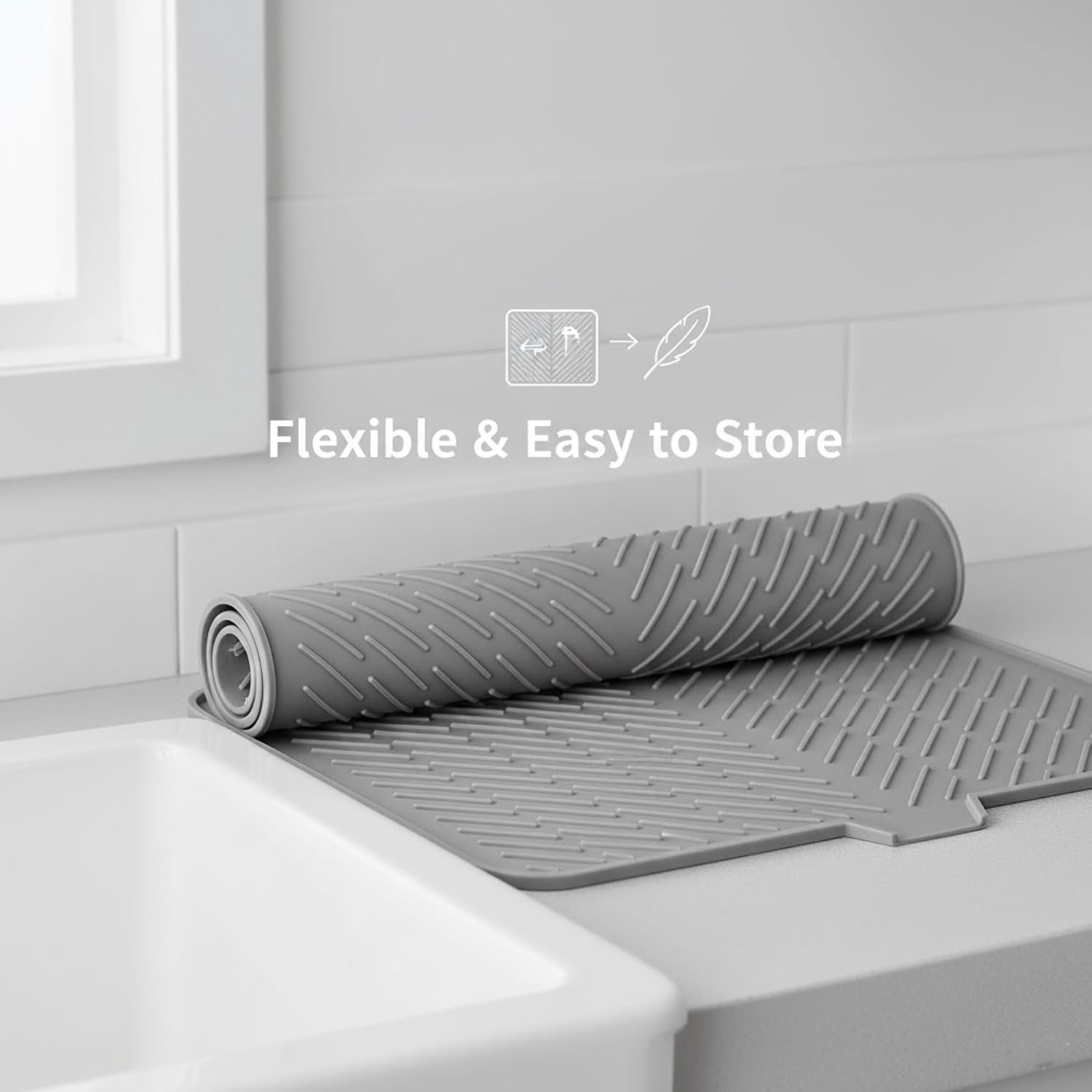 Signamio Silicone Dish Drying Mat - Large Drying Mat for Kitchen Utensils, Dry Mat for Wet Utensils on Kitchen Slab, Non-Slip and Heat Resistant, Easy to Clean, Durable Kitchen Accessory