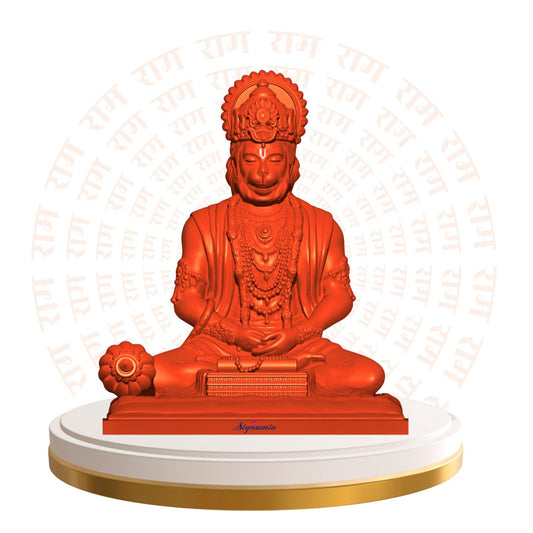 SIGNAMIO Resin Orange Hanuman Ji Idol Statue for Car Dashboard - Divine Bajrangbali Murti, Perfect Hindu God Gift Item and Home Puja Decoration Ideal Hanuman Murti, 8.3 x 7.5 Cm