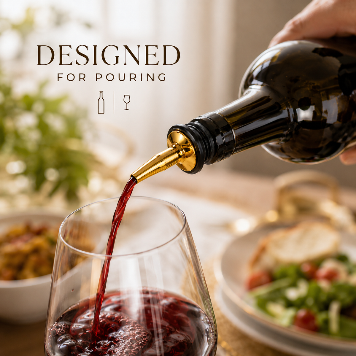 SIGNAMIO Wine Oil Pourer Dispenser Set with Cap Golden - 4 PCS