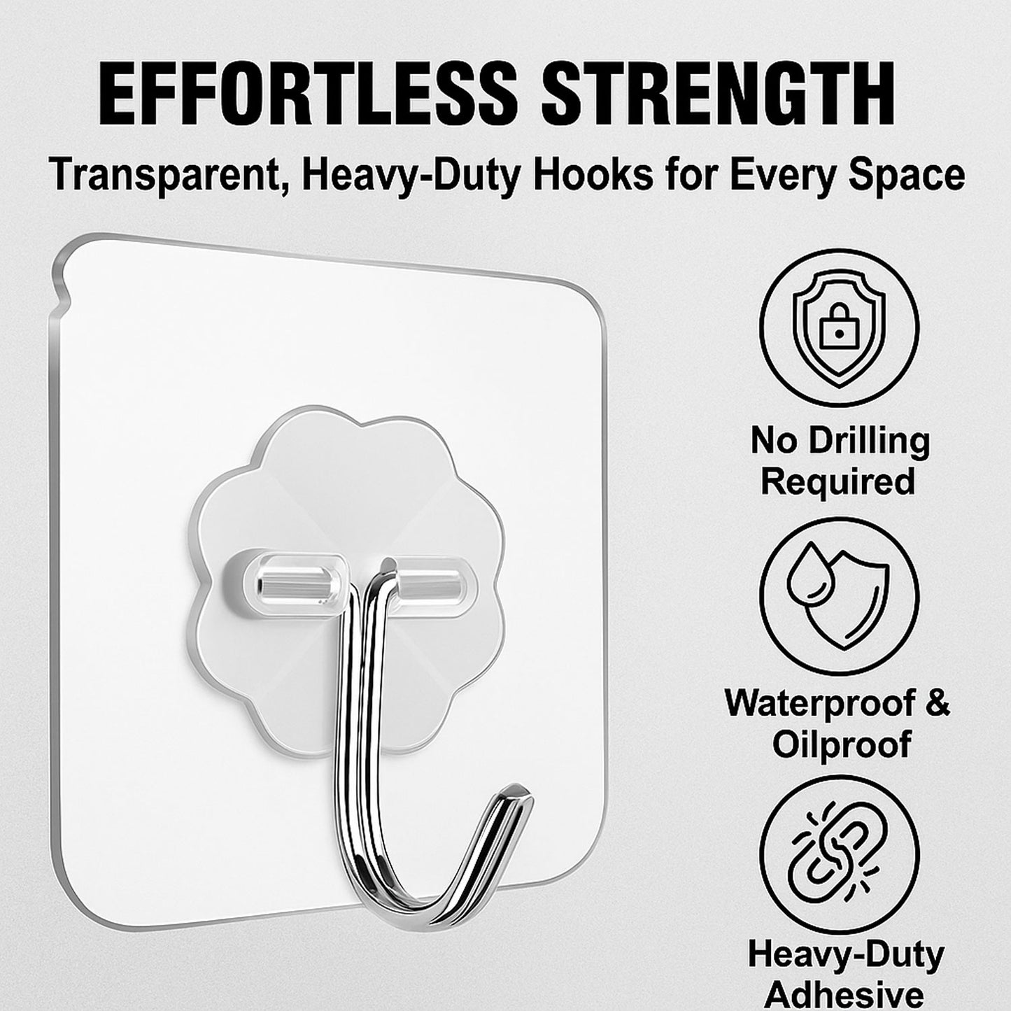 SIGNAMIO 10 Pcs Wall Hanger Adhesive Hooks for Wall Heavy Items - Durable Adhesive Wall Hook for Cloth, Kitchen, and Bathroom, Wall Hooks for Hanging