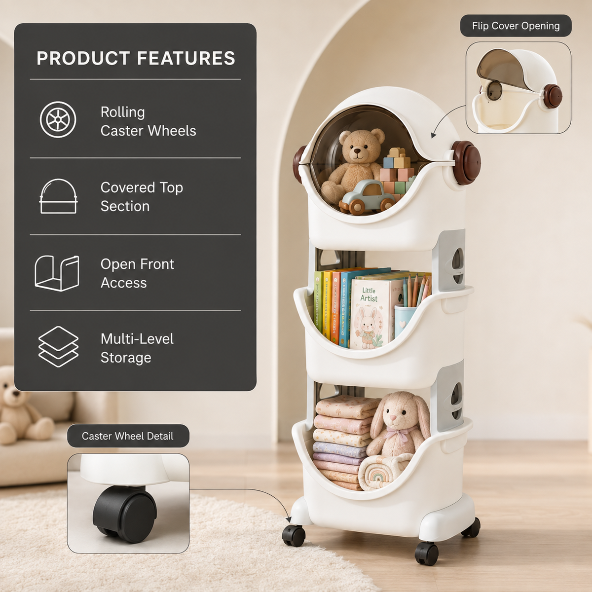 Signamio Robot Shape Organizer for Kids Large Toy Storage Box - 3 Layer