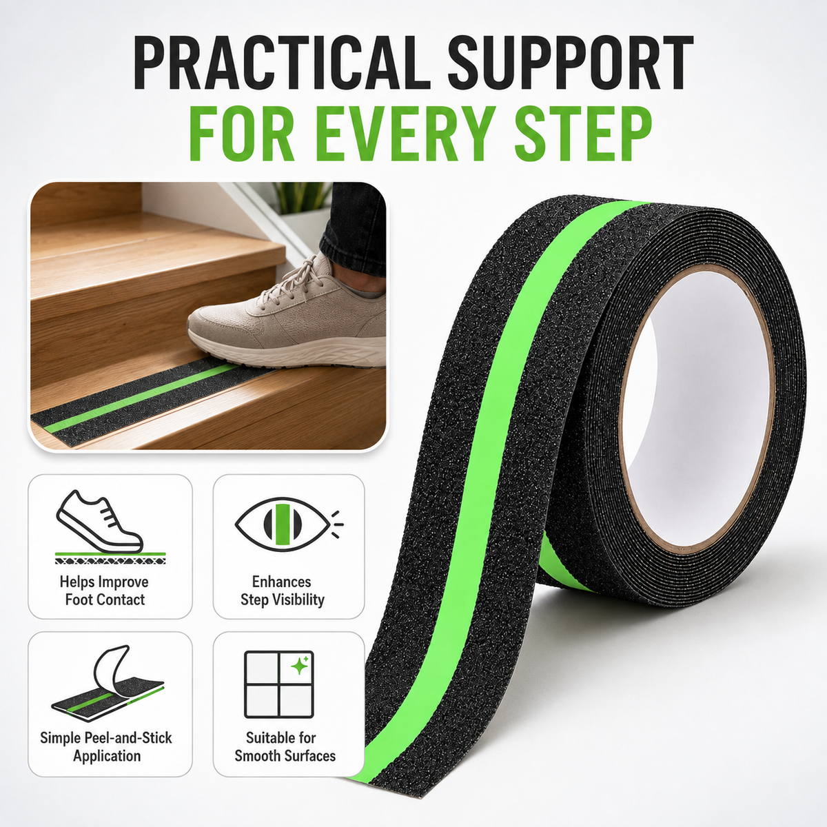 Anti Slip Tape for Stairs, Anti Skid Grip Tape for Floors, Ramps, 5 Meter