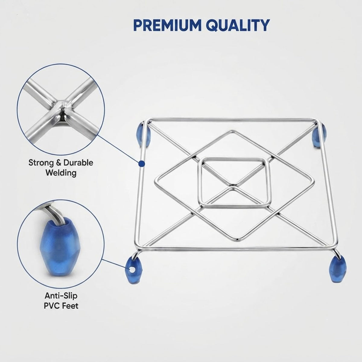 SIGNAMIO® Pack of 2 Stainless Steel Trivets Hot Pot Stand for Kitchen & Dining Table, Heat-Resistant Utensil Holder, Perfect Cooker Stand & Hot Vessel Holder