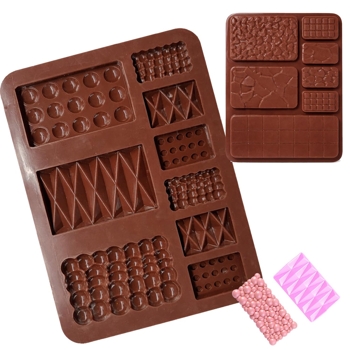 Signamio Chocolate Mould Set - Heart Shape & Square Shape, 2 Pcs - Premium Chocolate Mould Silicone - Durable Chocolate Silicone Mould for Baking & Crafting