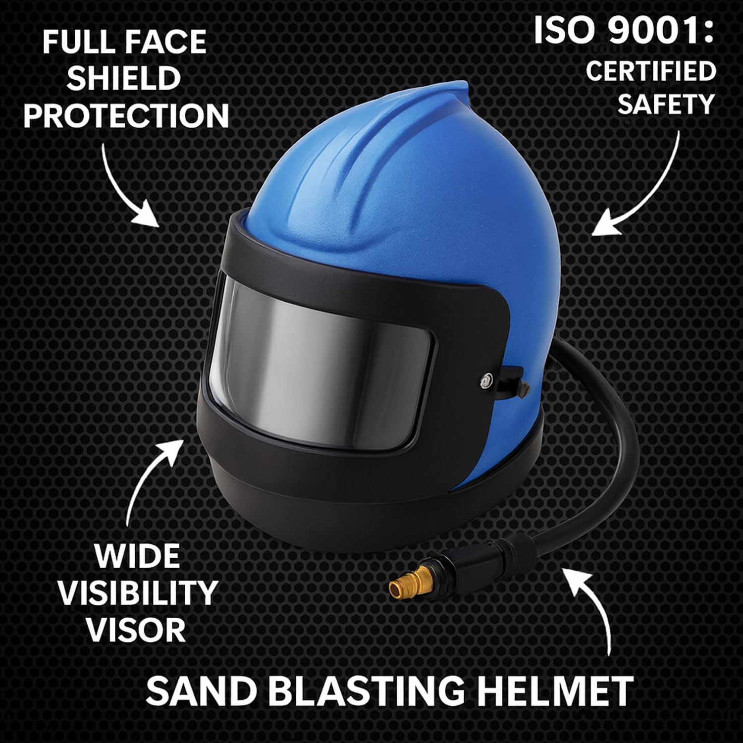 SIGNAMIO® JM Blasting Helmet Blast Cleaning Sand Blasting, Abrasive Blast- 1 Pcs- Blue - DN-2