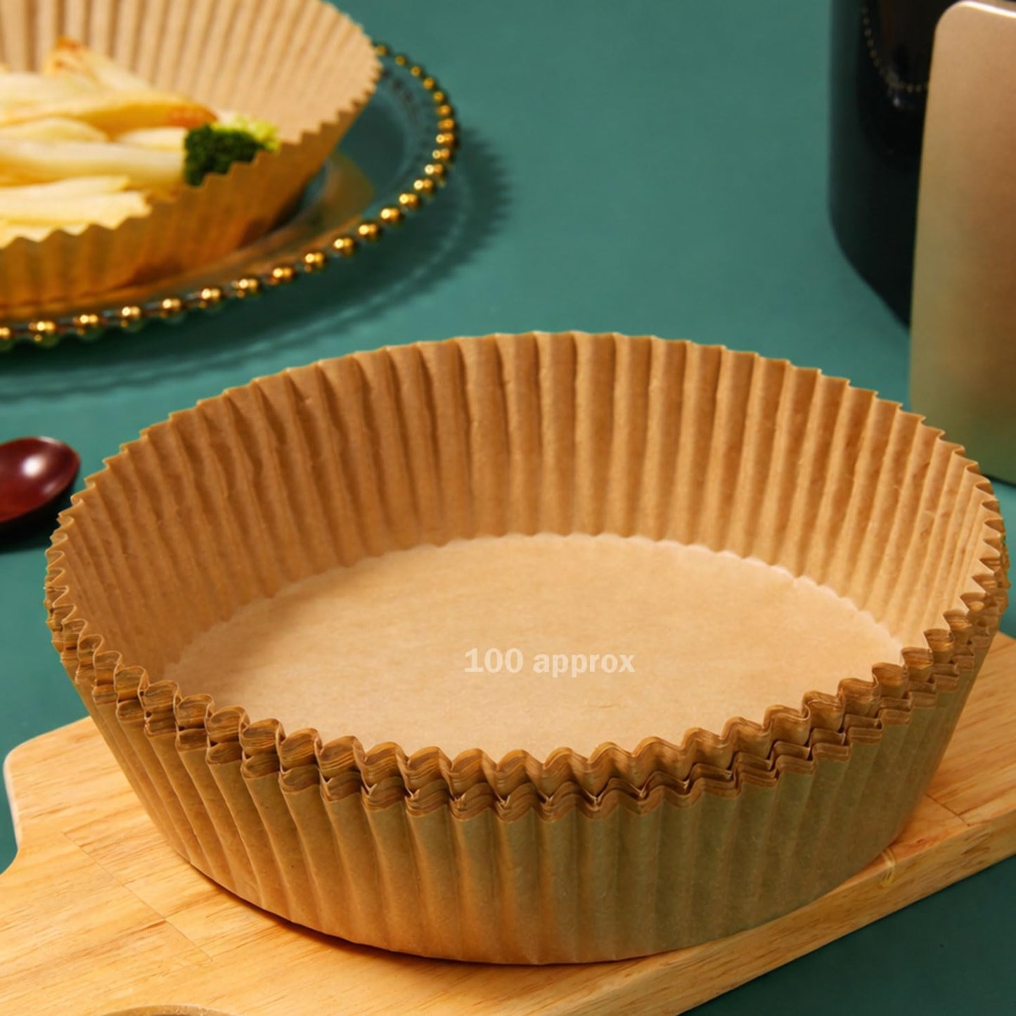 Signamio Air Fryer Paper Sheets - 100 Pcs Airfryer Paper Sheets, Air Fryer Accessories, Heat Resistant, Greaseproof, Waterproof, Safe for Temperatures Up to 230°C - Square
