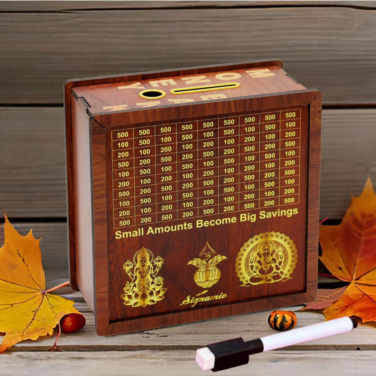 Signamio Money Saving Box for Adult and Kids 1 Lakh Wooden Piggy Bank: Premium Money Saving Box for Adults, Girls, and Kids - Gullak for Women, Men with Number Display - Stylish Kiddy Money Bank