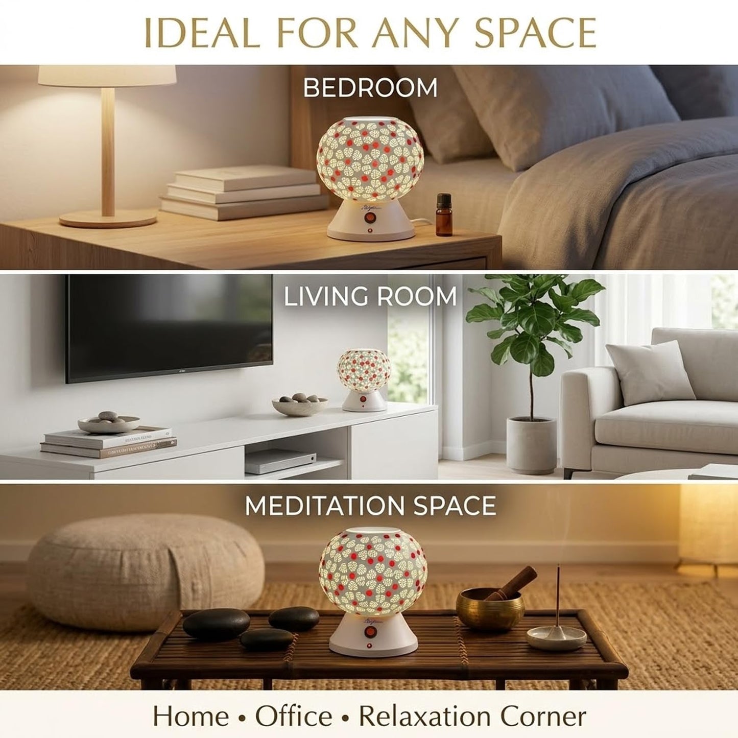 Signamio Hand Made Table Top Camphor Diffuser Burner - Kapoor Dani Electrical Aroma Oil Diffuser Night Lamp - Kapoor Machine for Home & Office DN-4 (Aroma Oils not Included)