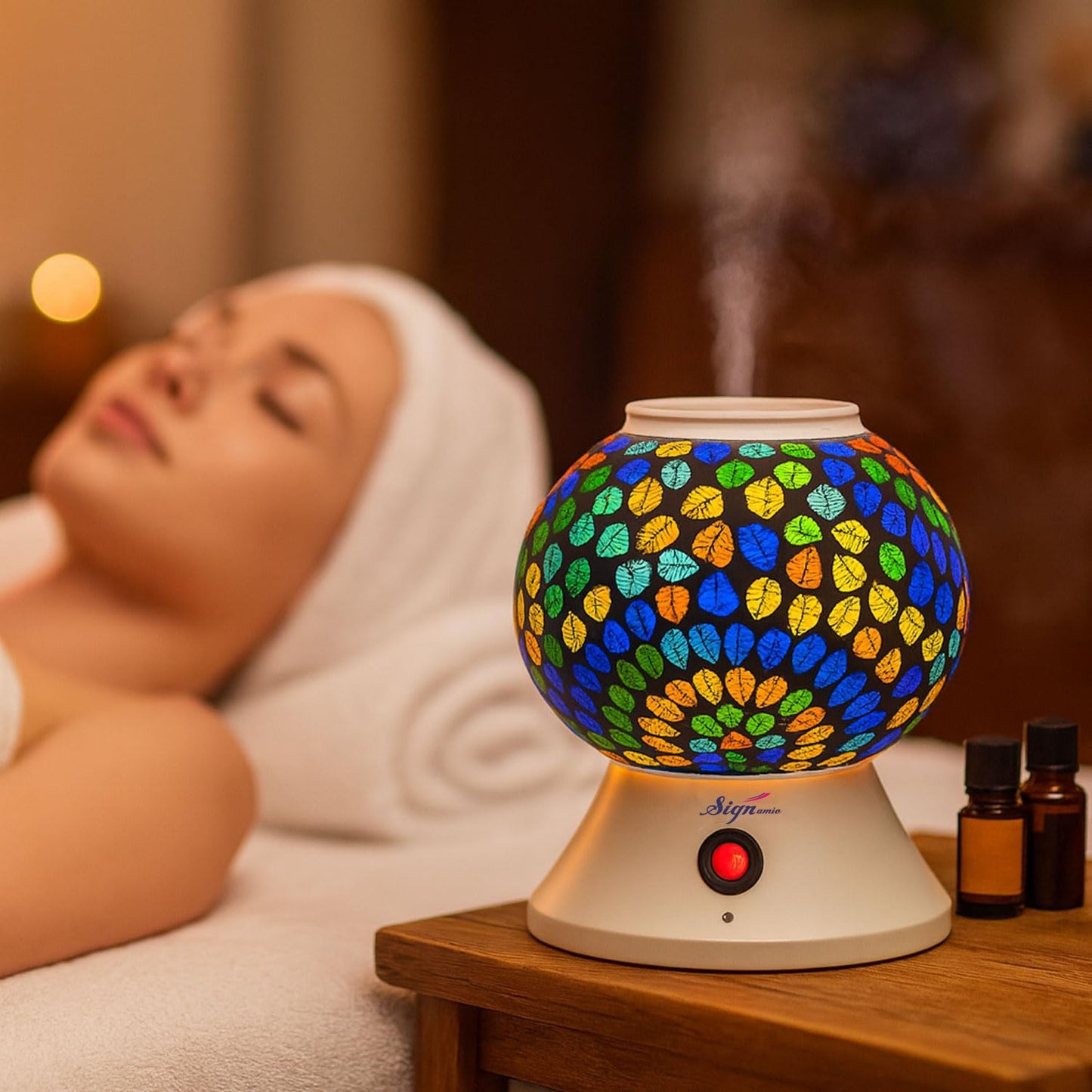 Signamio Hand Made Table Top Camphor Diffuser Burner - Kapoor Dani Electrical Aroma Oil Diffuser Night Lamp - Kapoor Machine for Home & Office DN-2 (Aroma Oils not Included)
