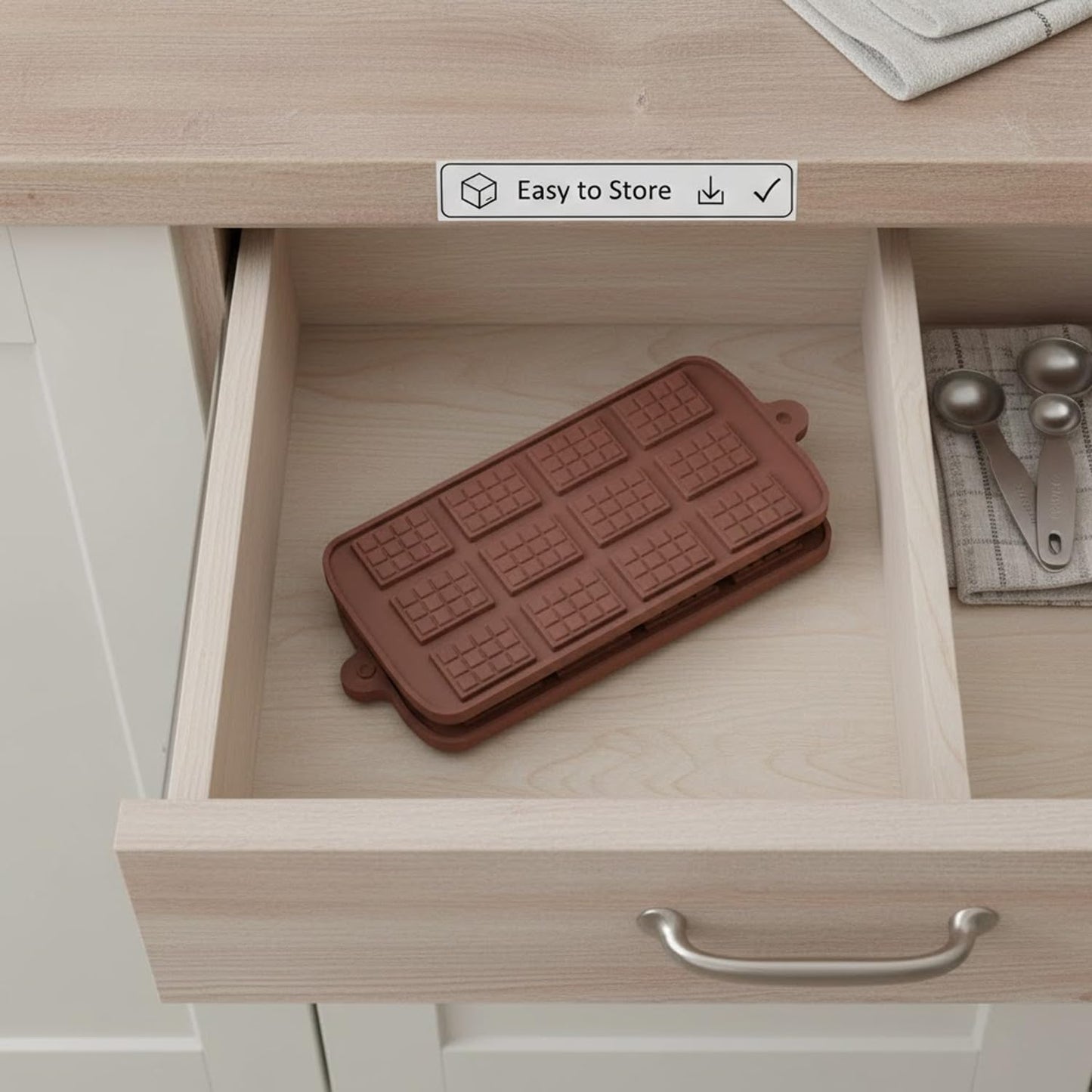 Signamio Chocolate Mould Set - Heart Shape & Square Shape, 2 Pcs - Premium Chocolate Mould Silicone - Durable Chocolate Silicone Mould for Baking & Crafting