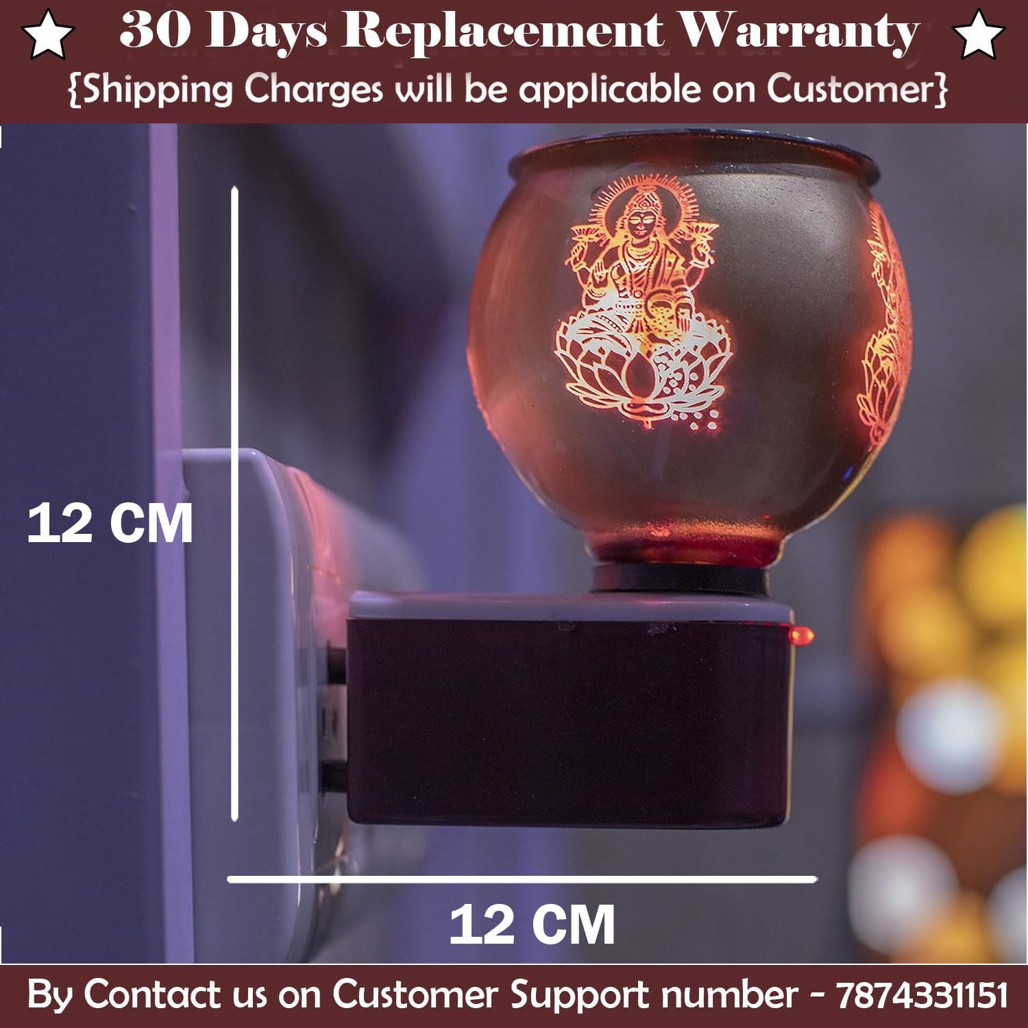 SIGNAMIO Multi Color 2 in 1 Electric Kapoor Dani Burner: Essential Home Fragrance Product & Room Freshener Diffuser with Night Lamp for Pooja Rooms, Aroma, Oil & Camphor Diffuser Capabilities-DN-Laxmi