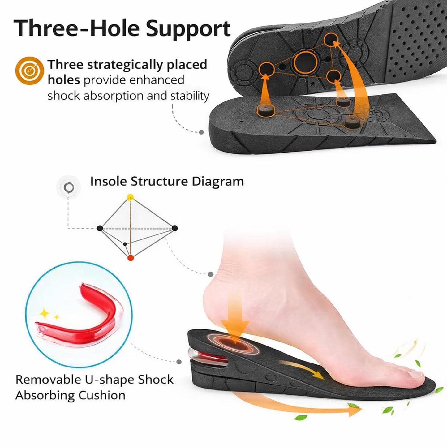 Signamio Height Increase Insoles for Men and Women, 4-Layer Adjustable Shoe Insoles for Men, Up to 9cm Height Booster Sole, Soft Material, 1 Pair, Sizes ranging US 4 to 9