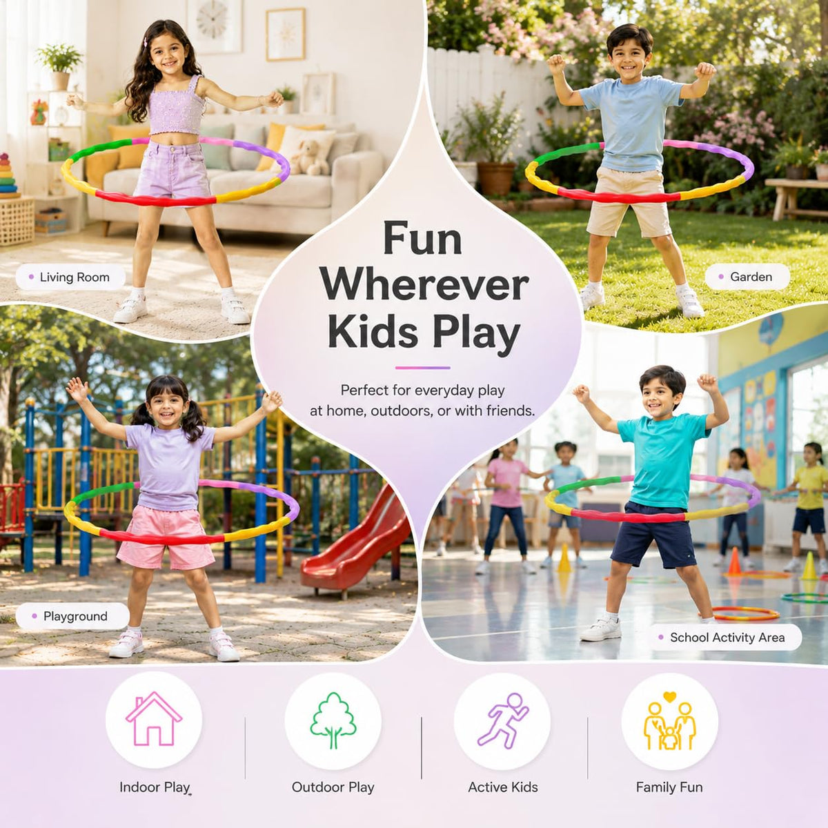 Hula Hoop for Kids, Colorful Exercise Ring for Play
