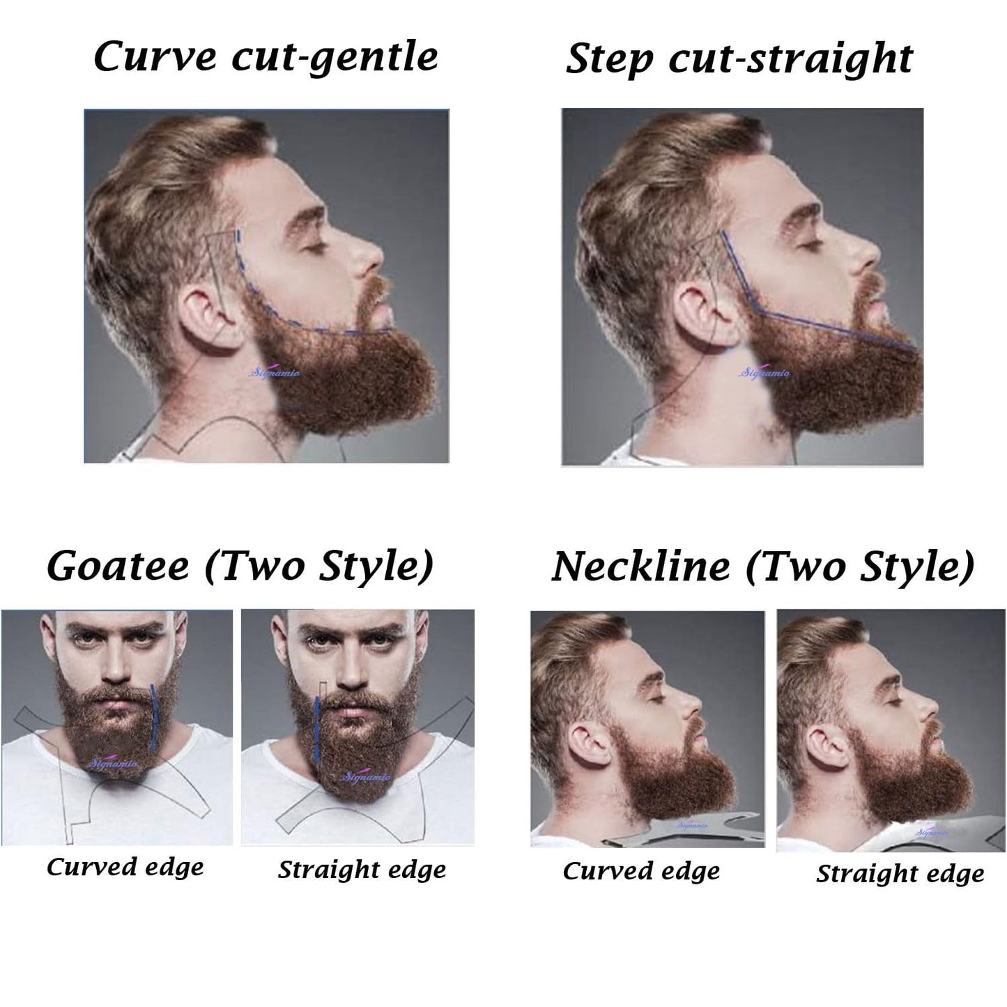 SIGNAMIO All in 1 Multi Purpose Transparent Beard Shaper tool Kit for Men | Beard Shaping Stencil Comb for men styling shave for neck line guide - Grooming kit