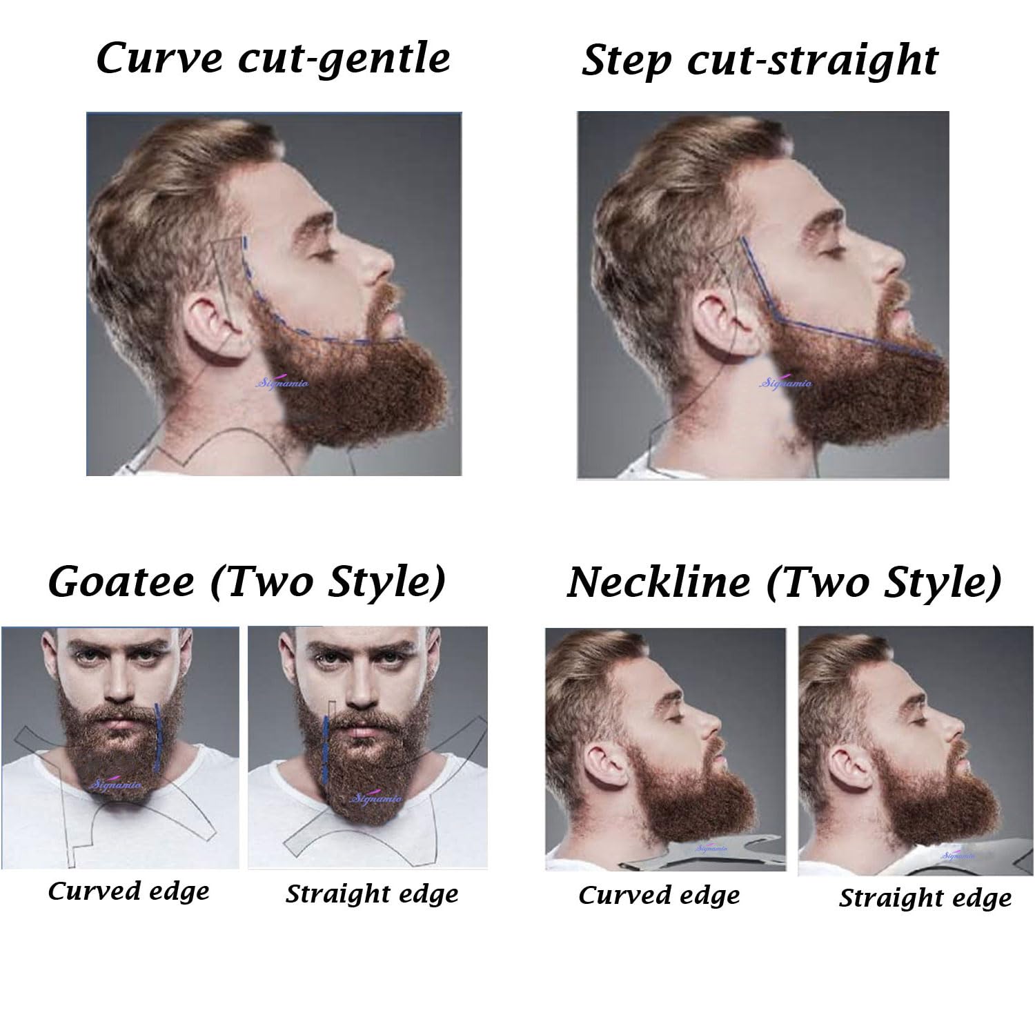 SIGNAMIO All in 1 Multi Purpose Transparent Beard Shaper tool Kit for Men | Beard Shaping Stencil Comb for men styling shave for neck line guide - Grooming kit