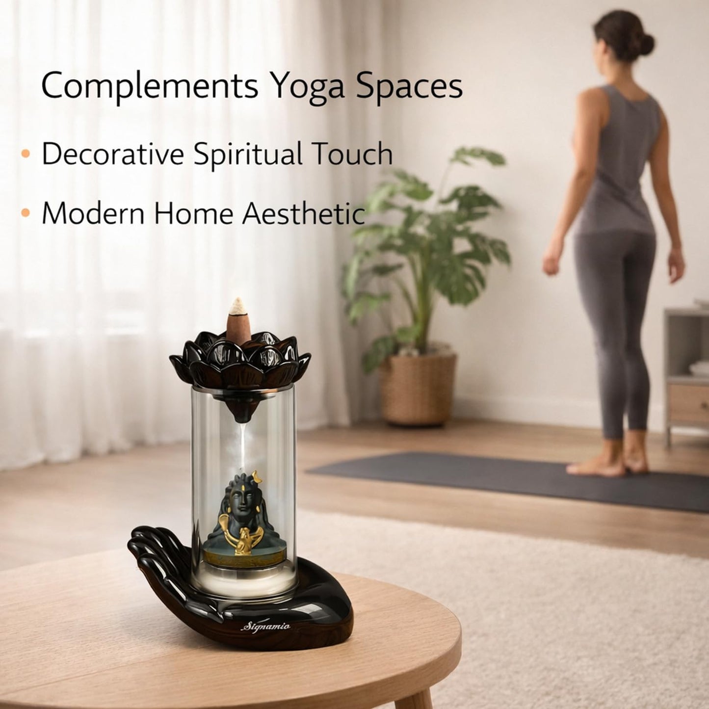Signamio Adiyogi Shiva Backflow Smoke Fountain - Ceramic Shivling Fountain with 30 Cones, Lord Shiva Idols for Home Decor, Spiritual Mahadev Murti for Meditation and Relaxation.