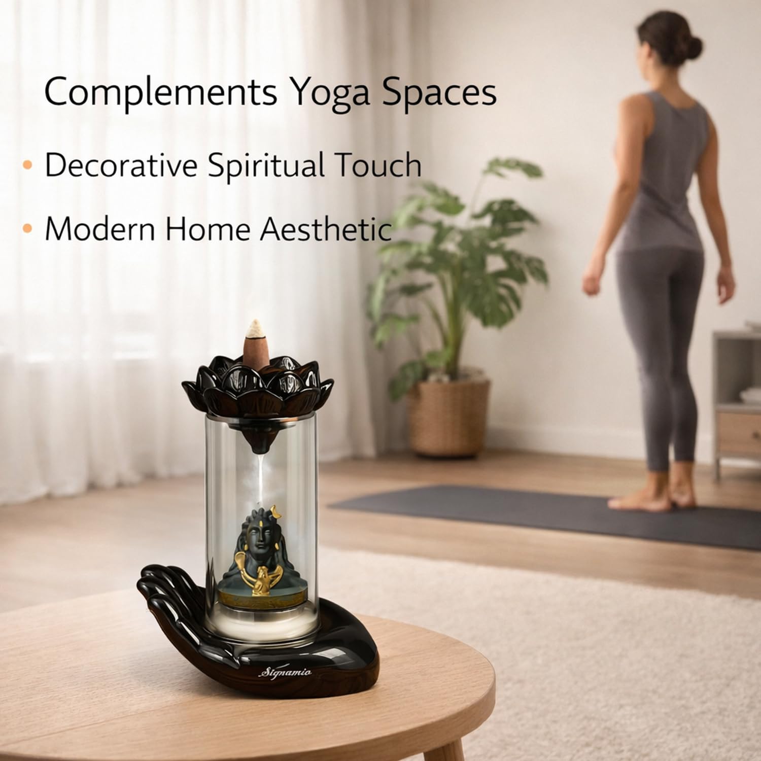 Signamio Adiyogi Shiva Backflow Smoke Fountain - Ceramic Shivling Fountain with 30 Cones, Lord Shiva Idols for Home Decor, Spiritual Mahadev Murti for Meditation and Relaxation.