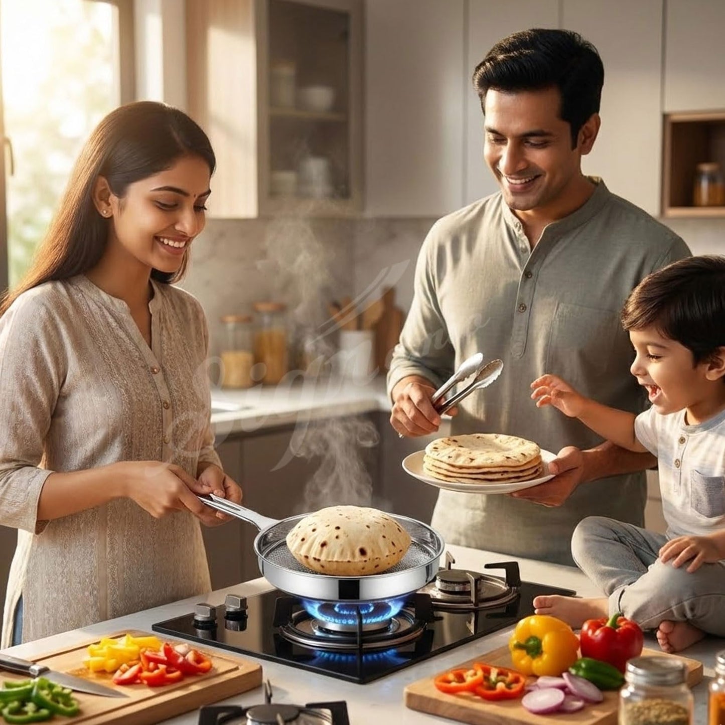 Signamio Gas Griller for Home - Phulka Grill for Gas Stove, Roti Jali, Papad Jali, Pulka Grill, Gas Roaster - Ideal Kitchen Tool for Perfect Phulka Roti and Crispy Papad - 36x20 cm