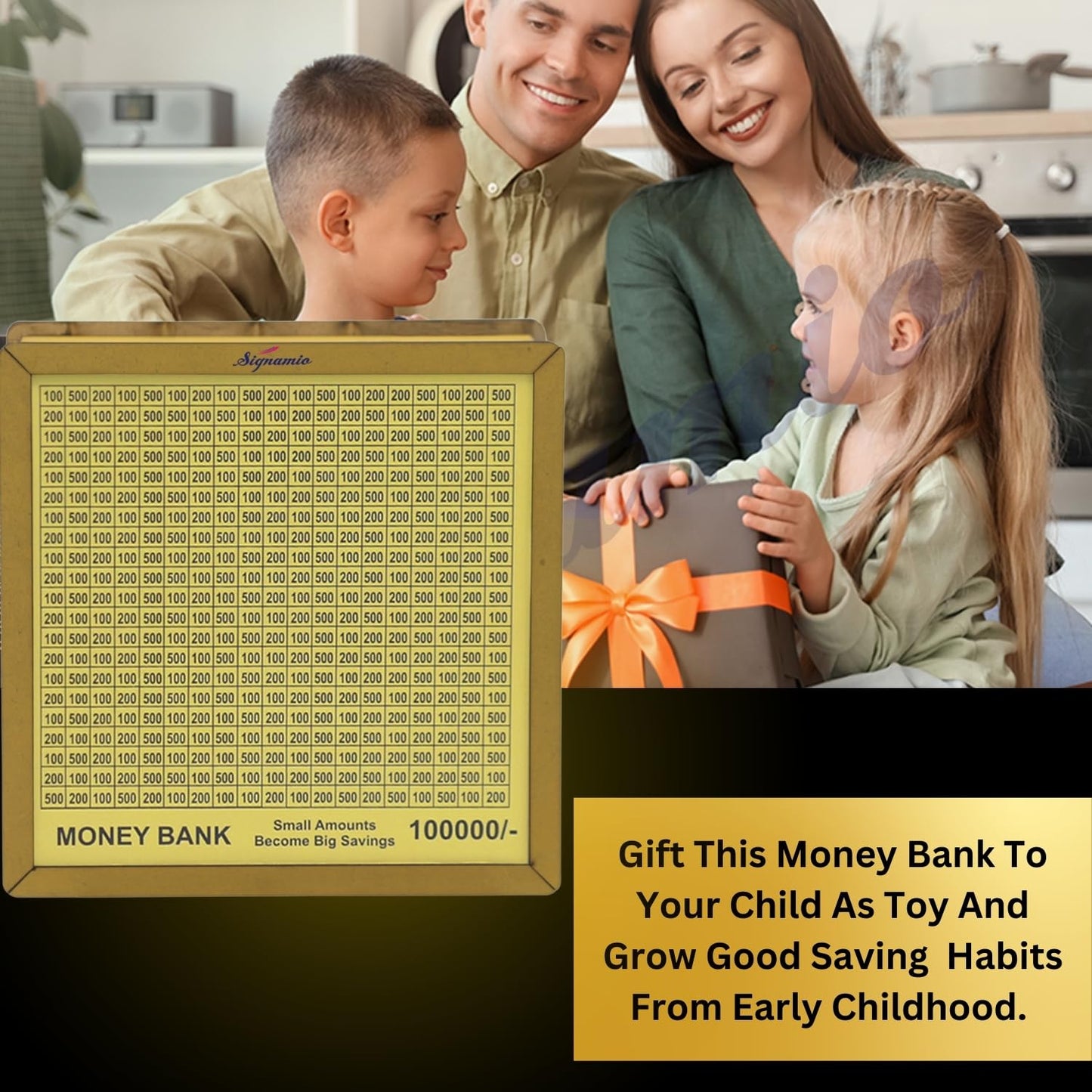 Signamio Money Saving Box for Adult 100000 - Wooden Piggy Bank 100000 with Marker Pen, Elegant Wooden Piggy Bank for Adults, Perfect Money Saving Solution and Financial Goal Achievement-DN1