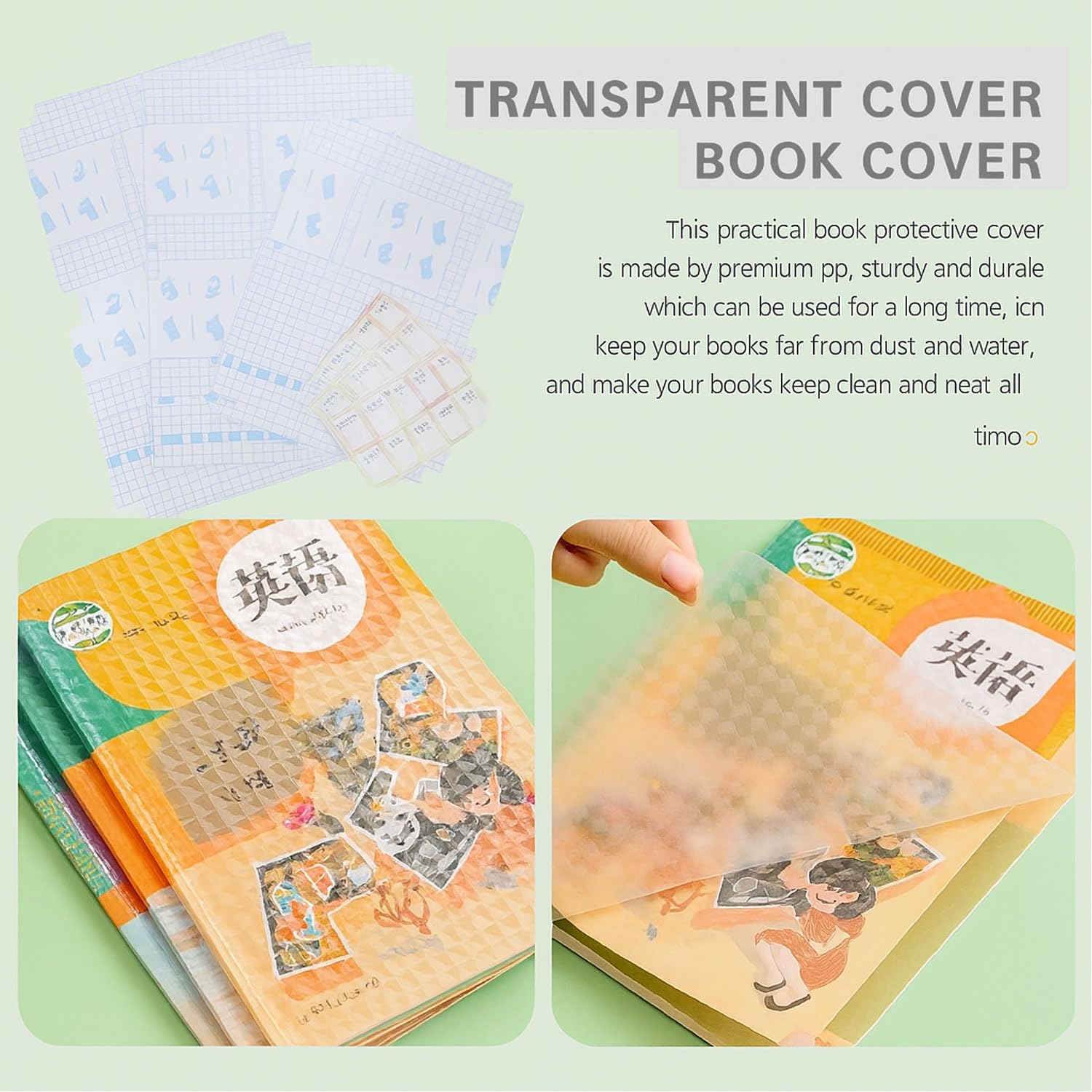 Signamio 30 Pcs Set of Self Adhesive Book Cover Transparent for Books - Easy Stick Plastic Transparent Book Cover for Protection - Durable and Clear - 3 Different Sizes -10 Pcs Each Size